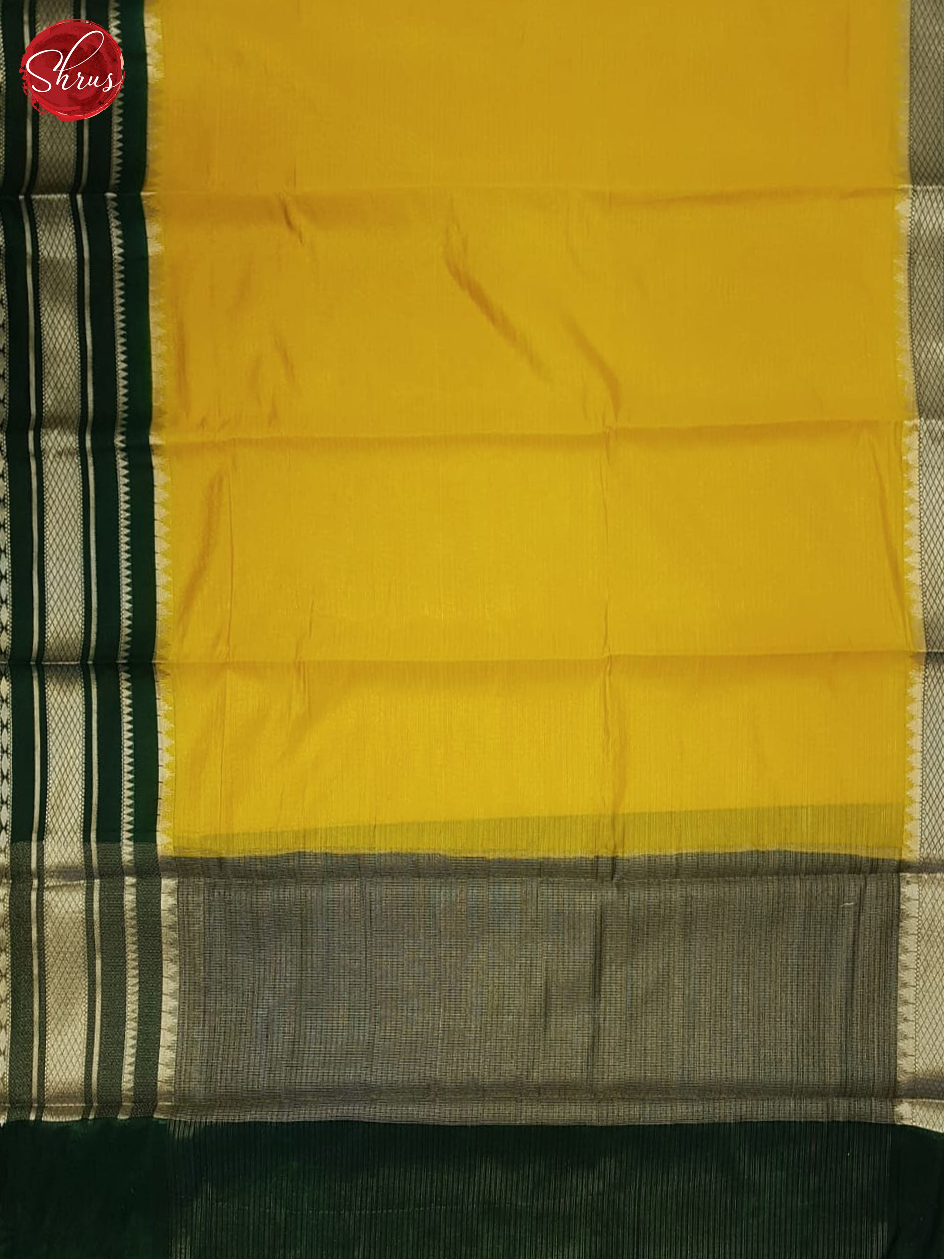 Yellow & Green - Semi Dupion Saree - Shop on ShrusEternity.com