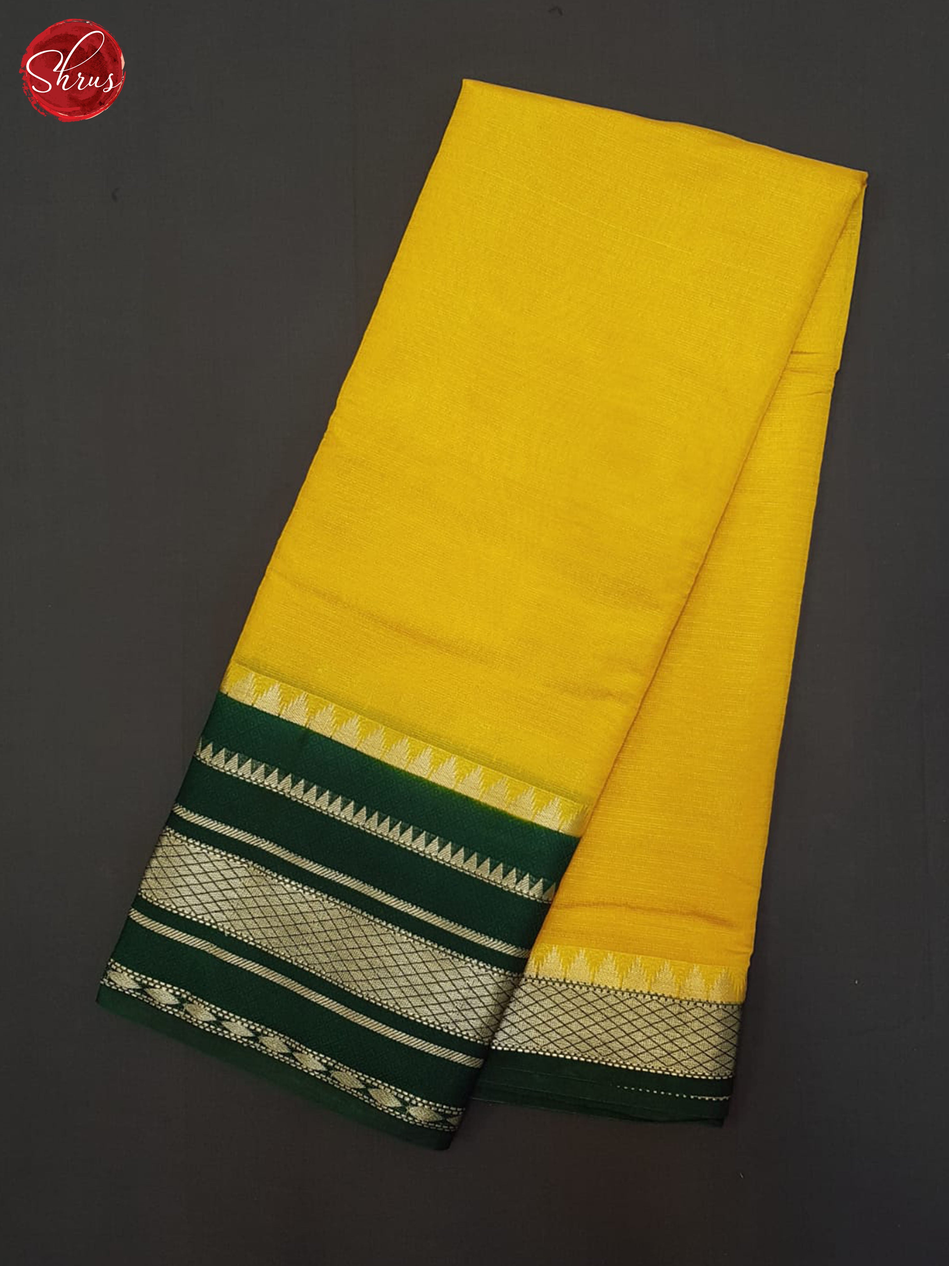 Yellow & Green - Semi Dupion Saree - Shop on ShrusEternity.com