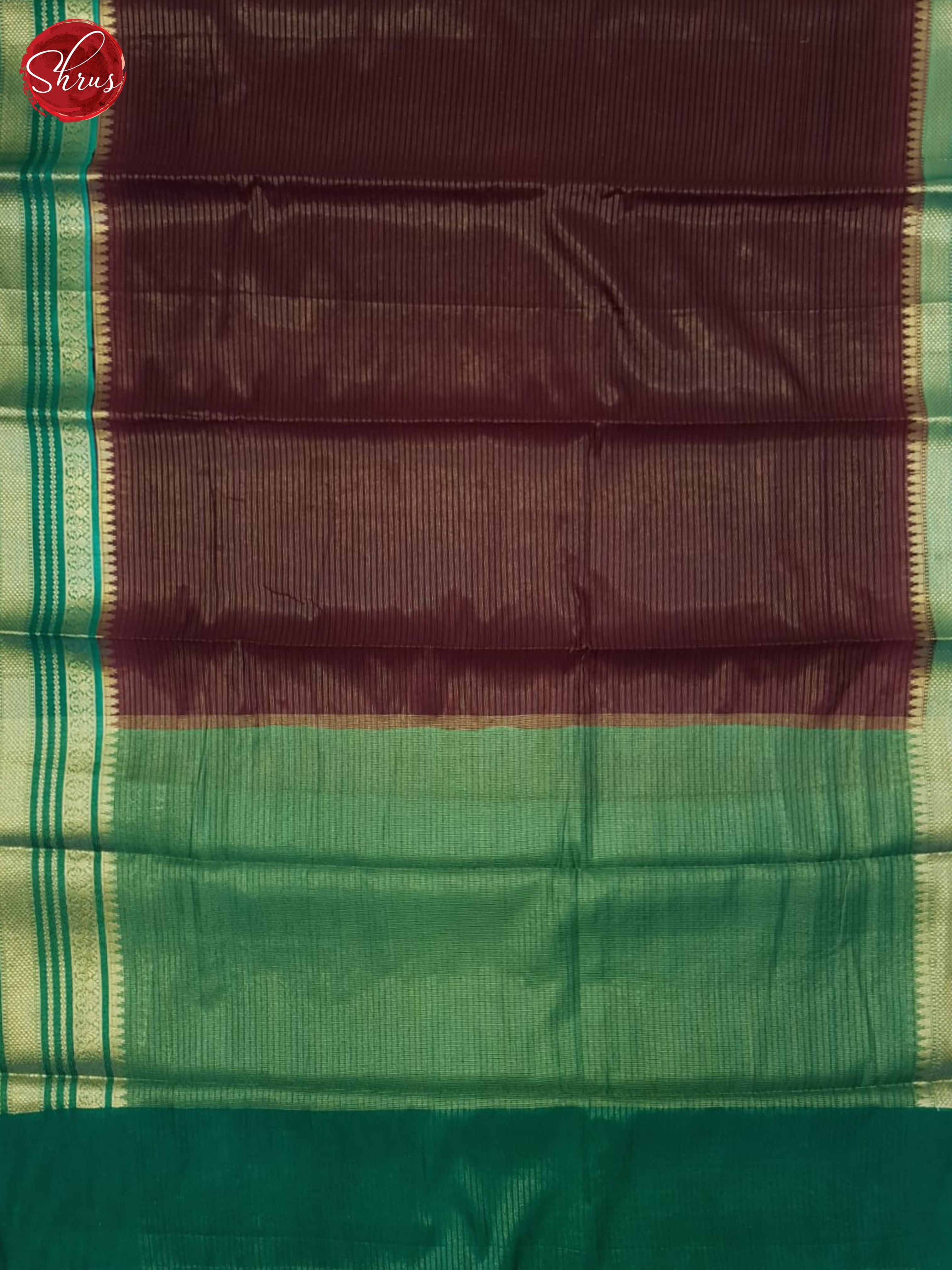 Brown & Green - Semi Dupion Saree - Shop on ShrusEternity.com