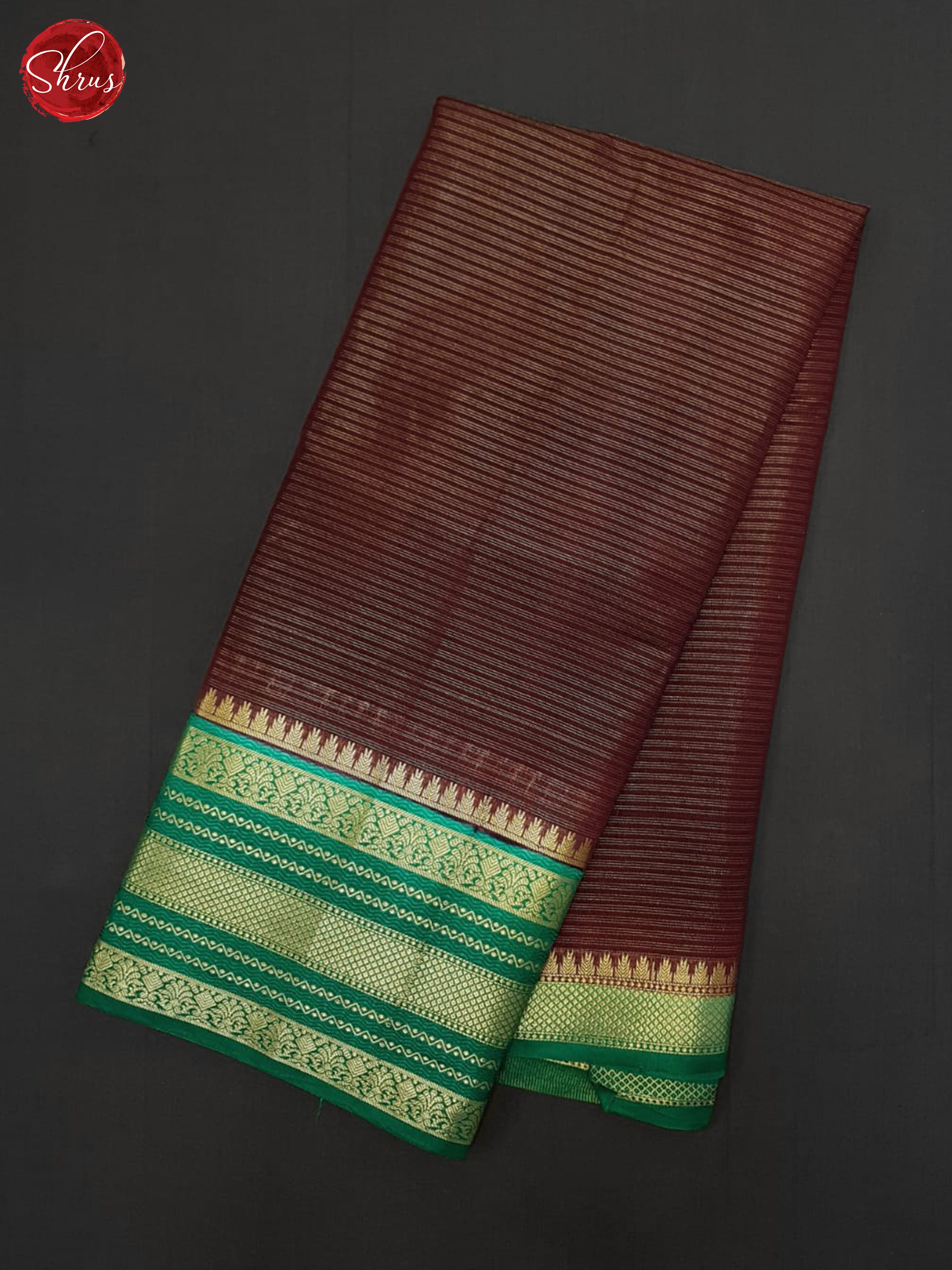 Brown & Green - Semi Dupion Saree - Shop on ShrusEternity.com