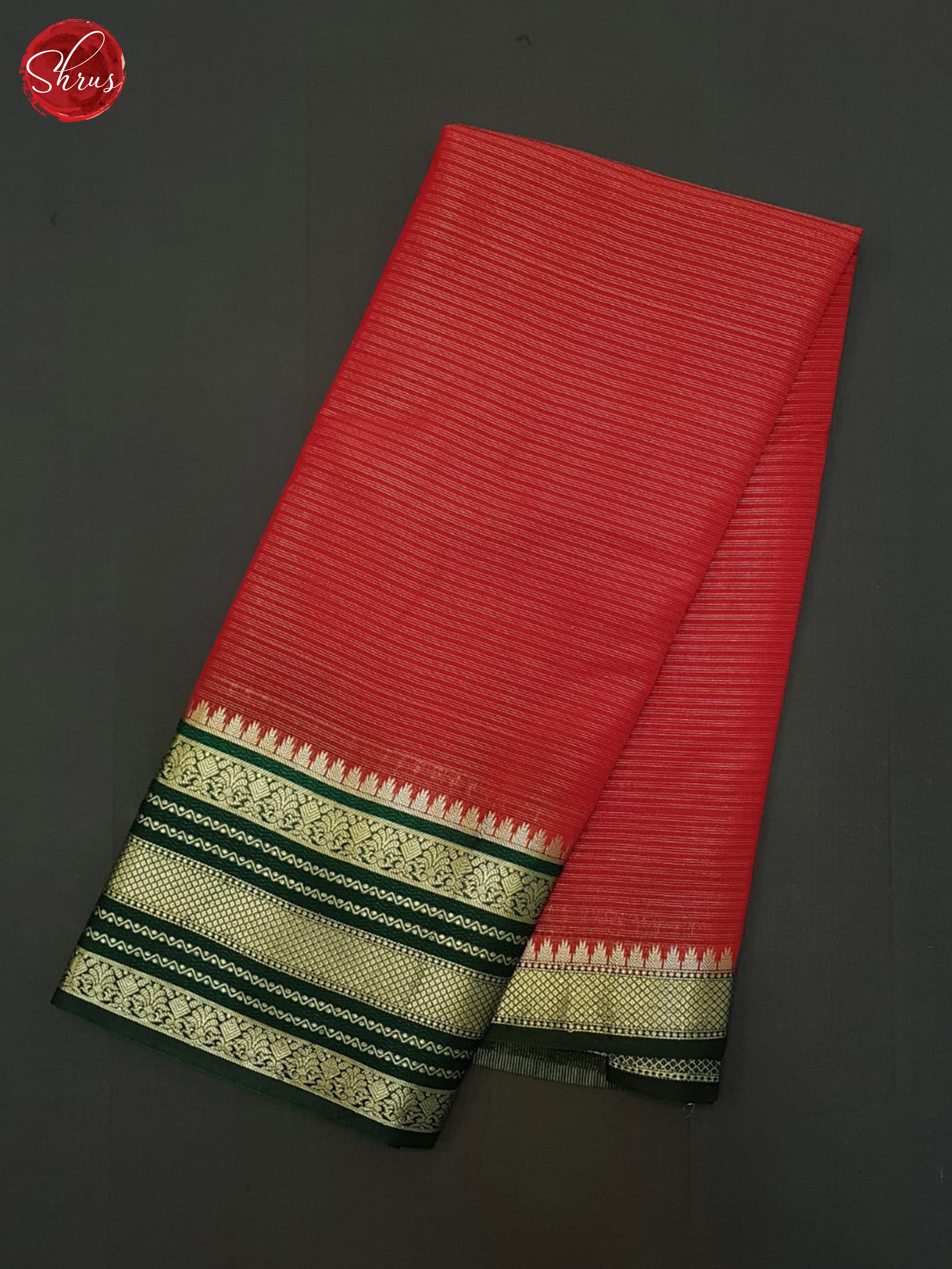 Red & Green - Semi Dupion Saree - Shop on ShrusEternity.com