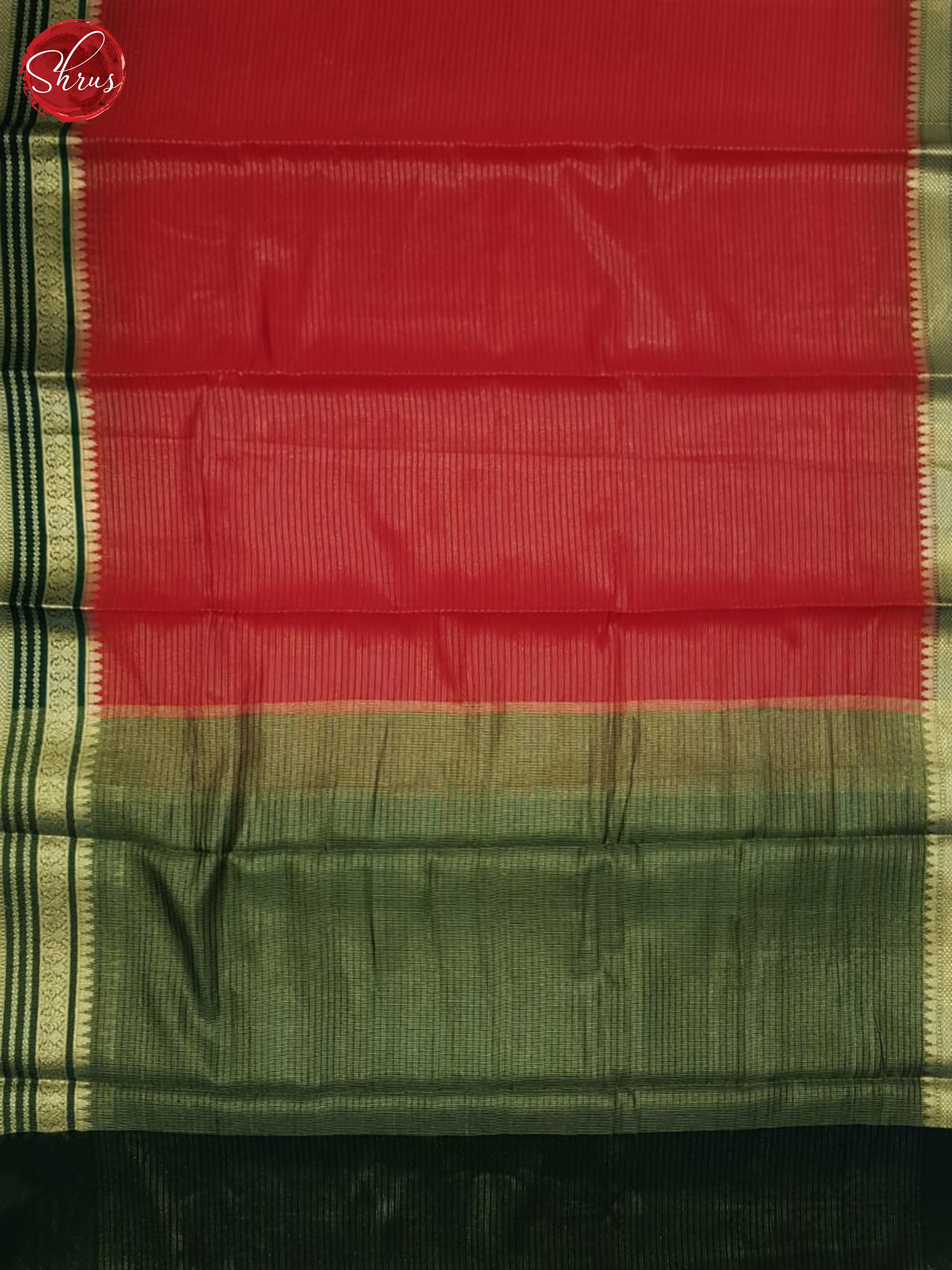 Red & Green - Semi Dupion Saree - Shop on ShrusEternity.com