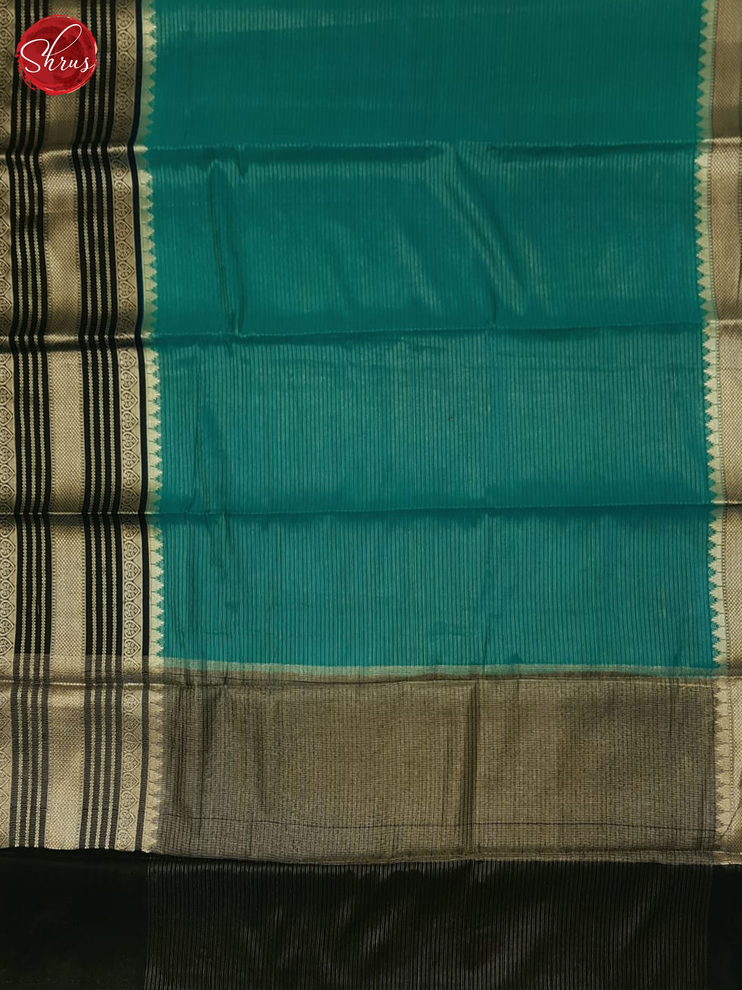 Teal & Blue  - Semi Dupion Saree - Shop on ShrusEternity.com