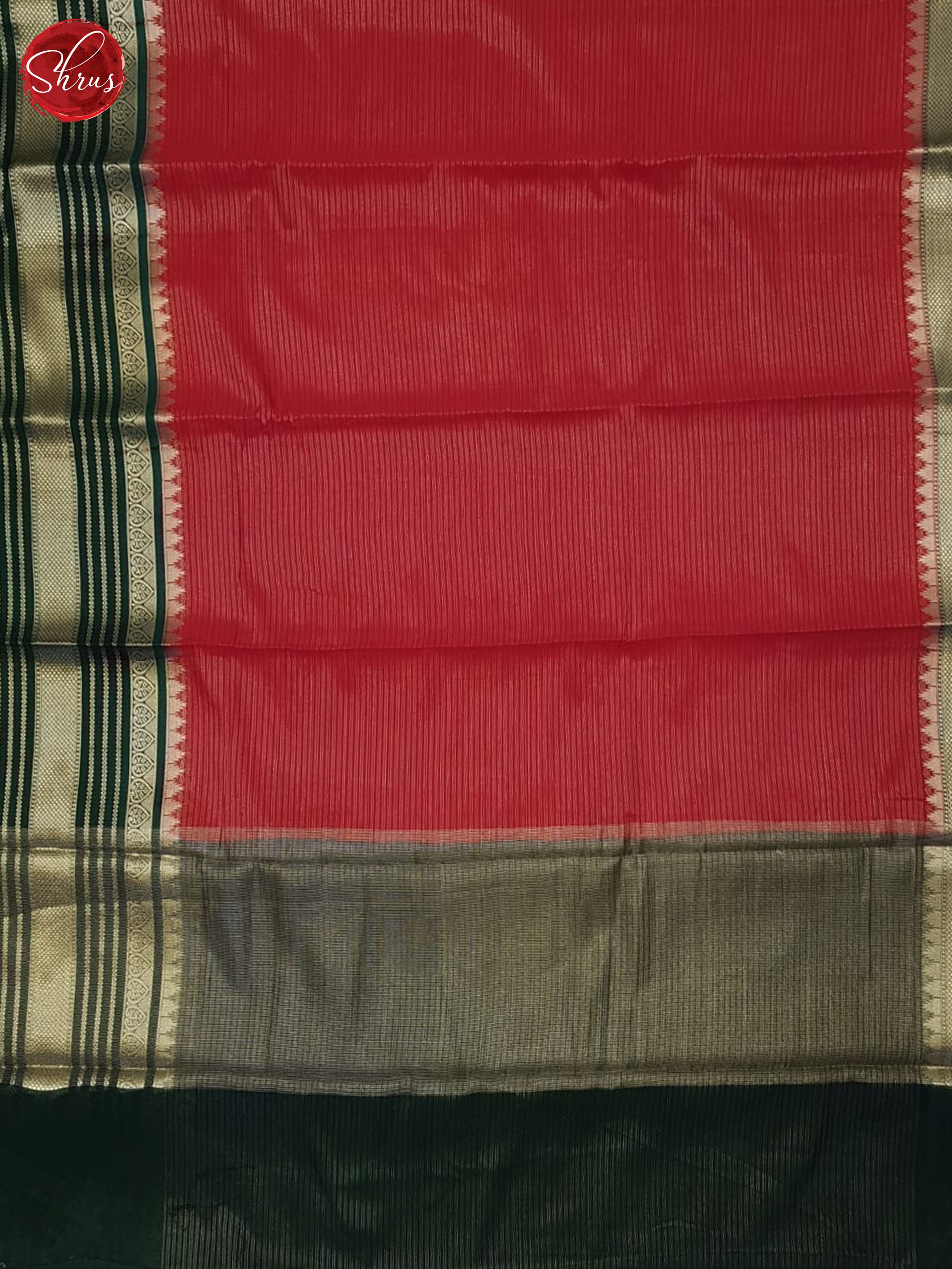 Red & Green - Semi Dupion Saree - Shop on ShrusEternity.com