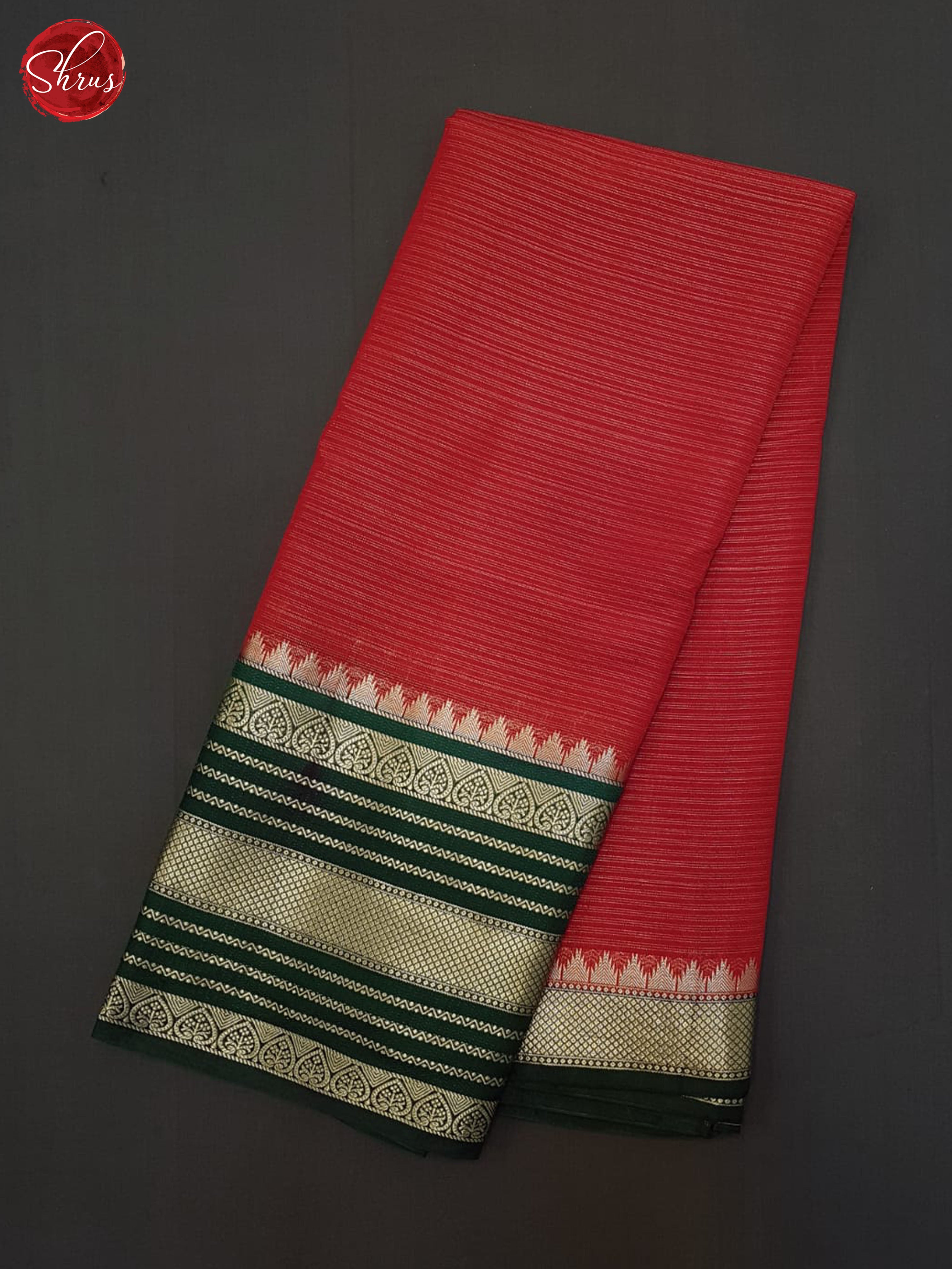 Red & Green - Semi Dupion Saree - Shop on ShrusEternity.com