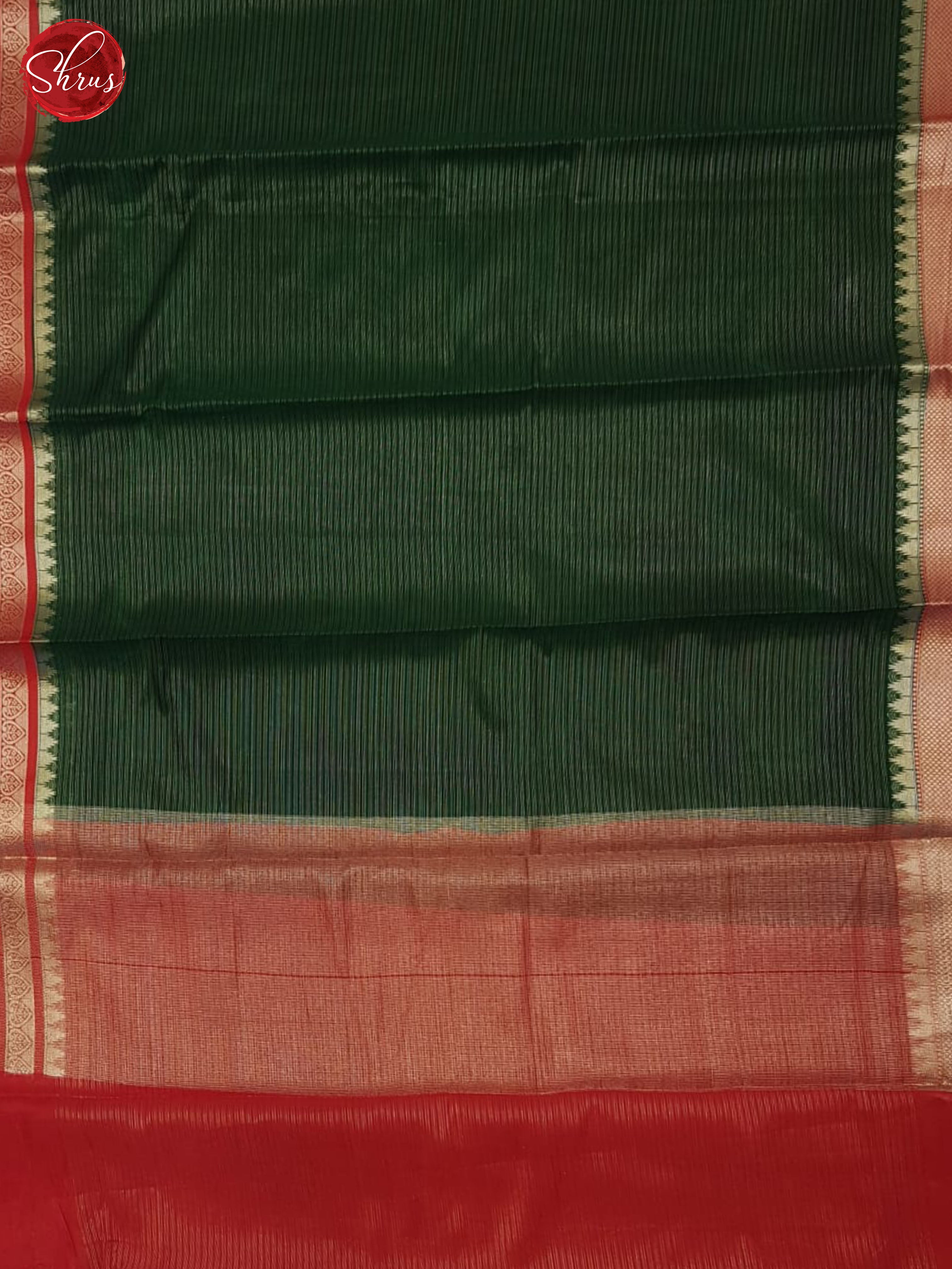 Green & Red- Semi Dupion Saree - Shop on ShrusEternity.com