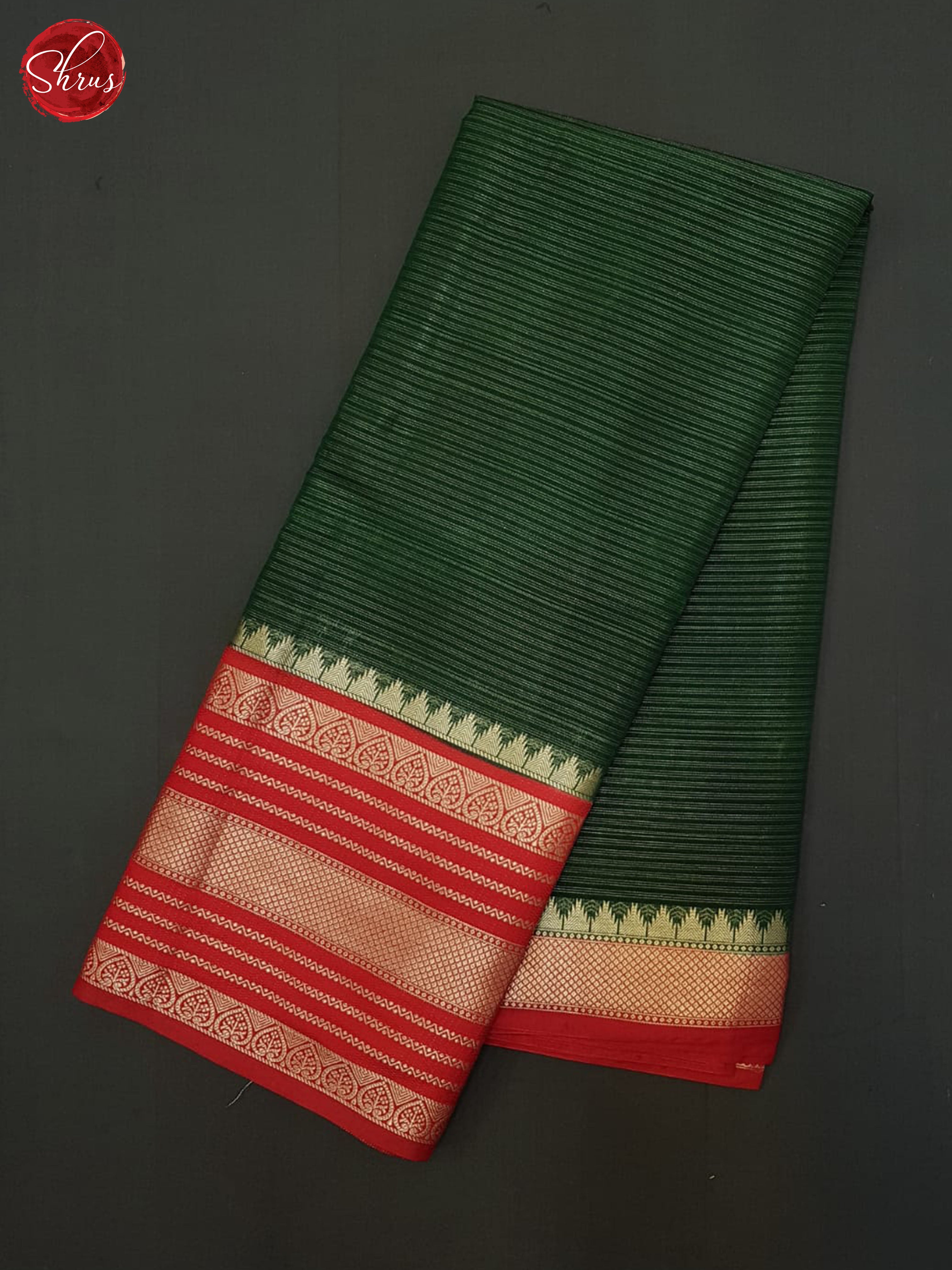 Green & Red- Semi Dupion Saree - Shop on ShrusEternity.com