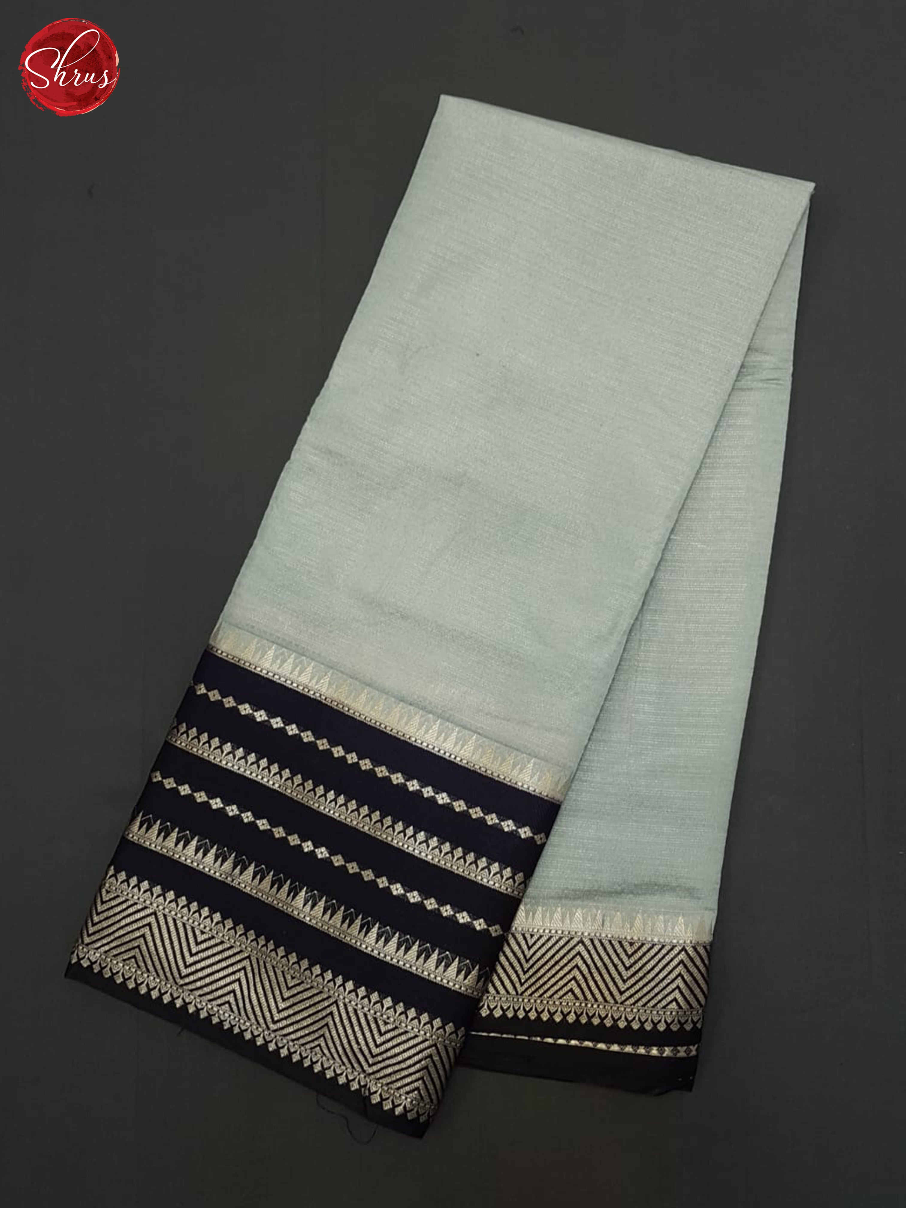 Grey  & Blue - Semi Dupion Saree - Shop on ShrusEternity.com