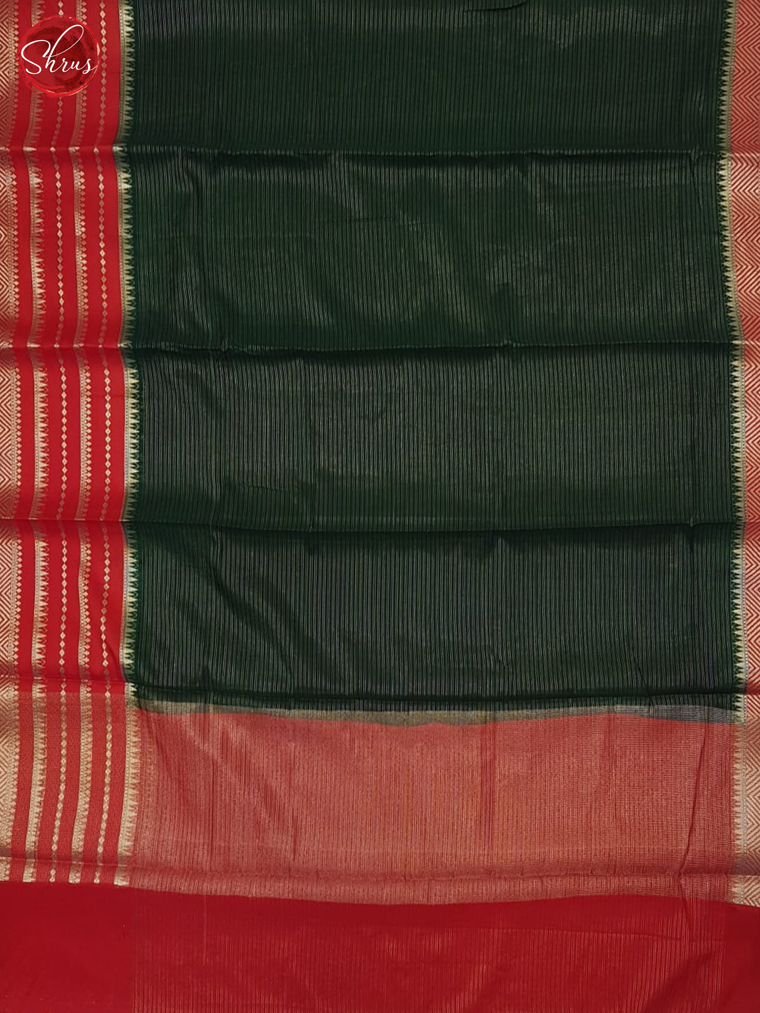 Green & Red - Semi Dupion Saree - Shop on ShrusEternity.com