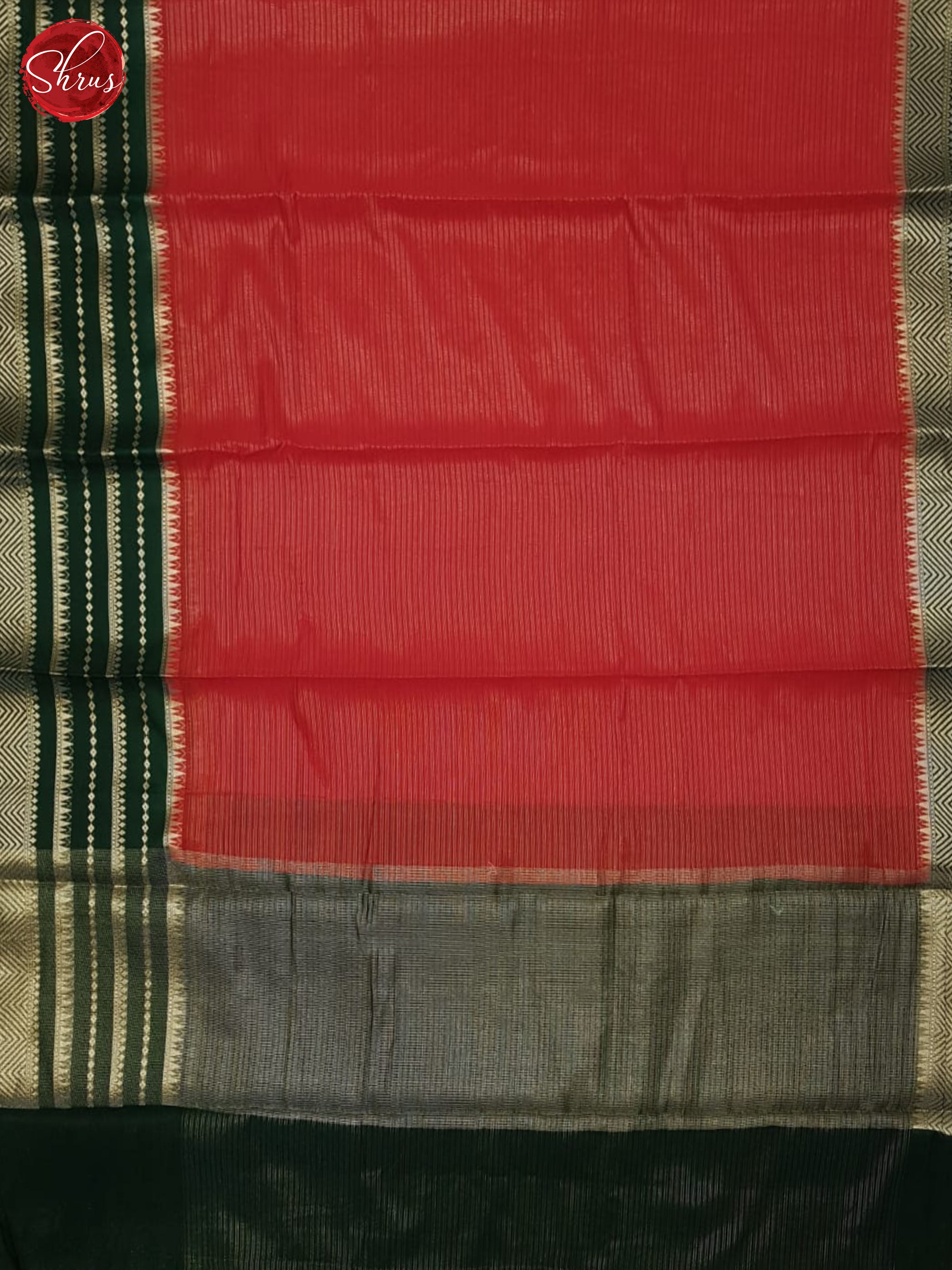 Red & Green- Semi Dupion Saree - Shop on ShrusEternity.com