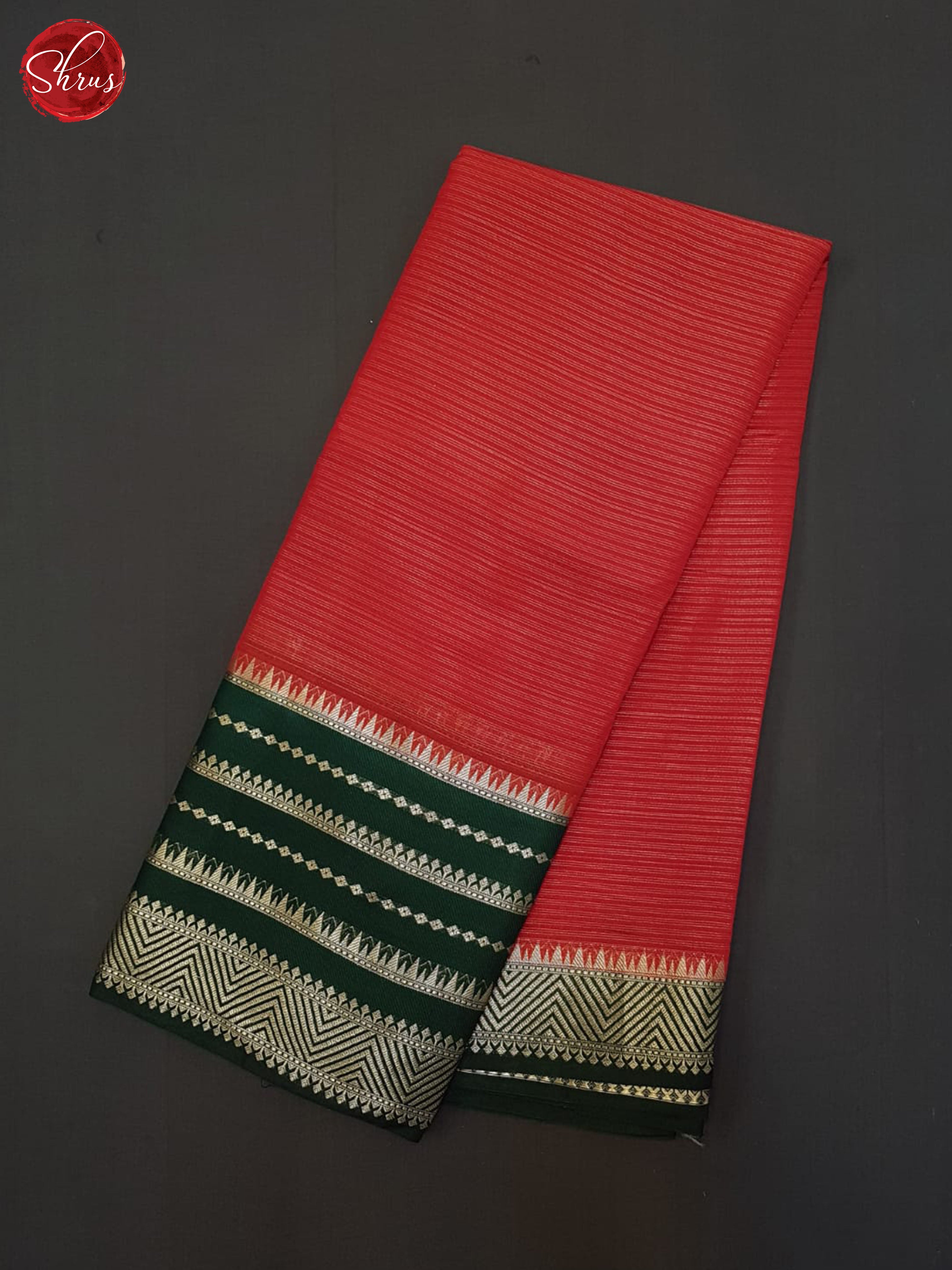 Red & Green- Semi Dupion Saree - Shop on ShrusEternity.com