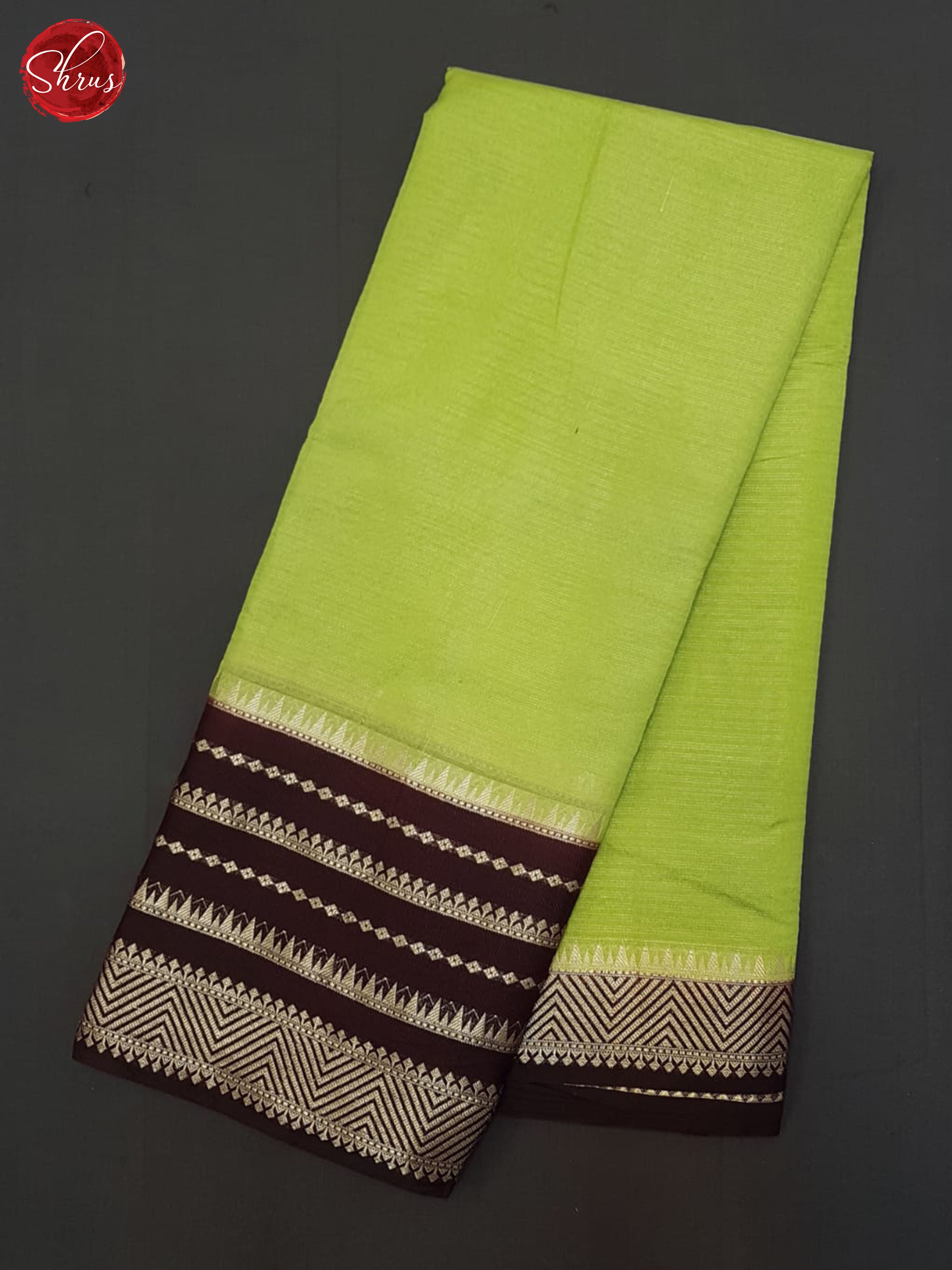 Green & Brown- Semi Dupion Saree - Shop on ShrusEternity.com