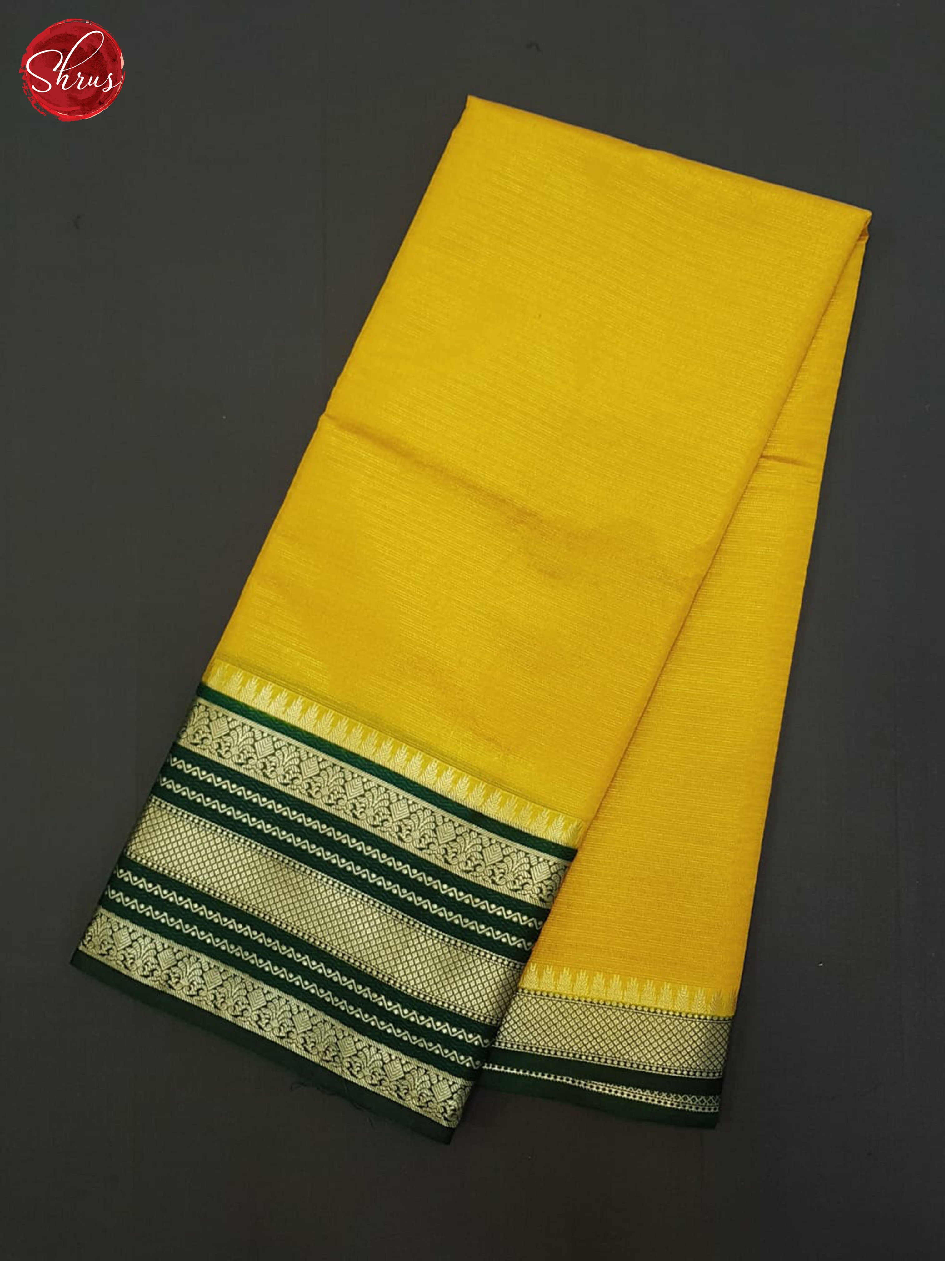 Yellow & Green - Semi Dupion Saree - Shop on ShrusEternity.com