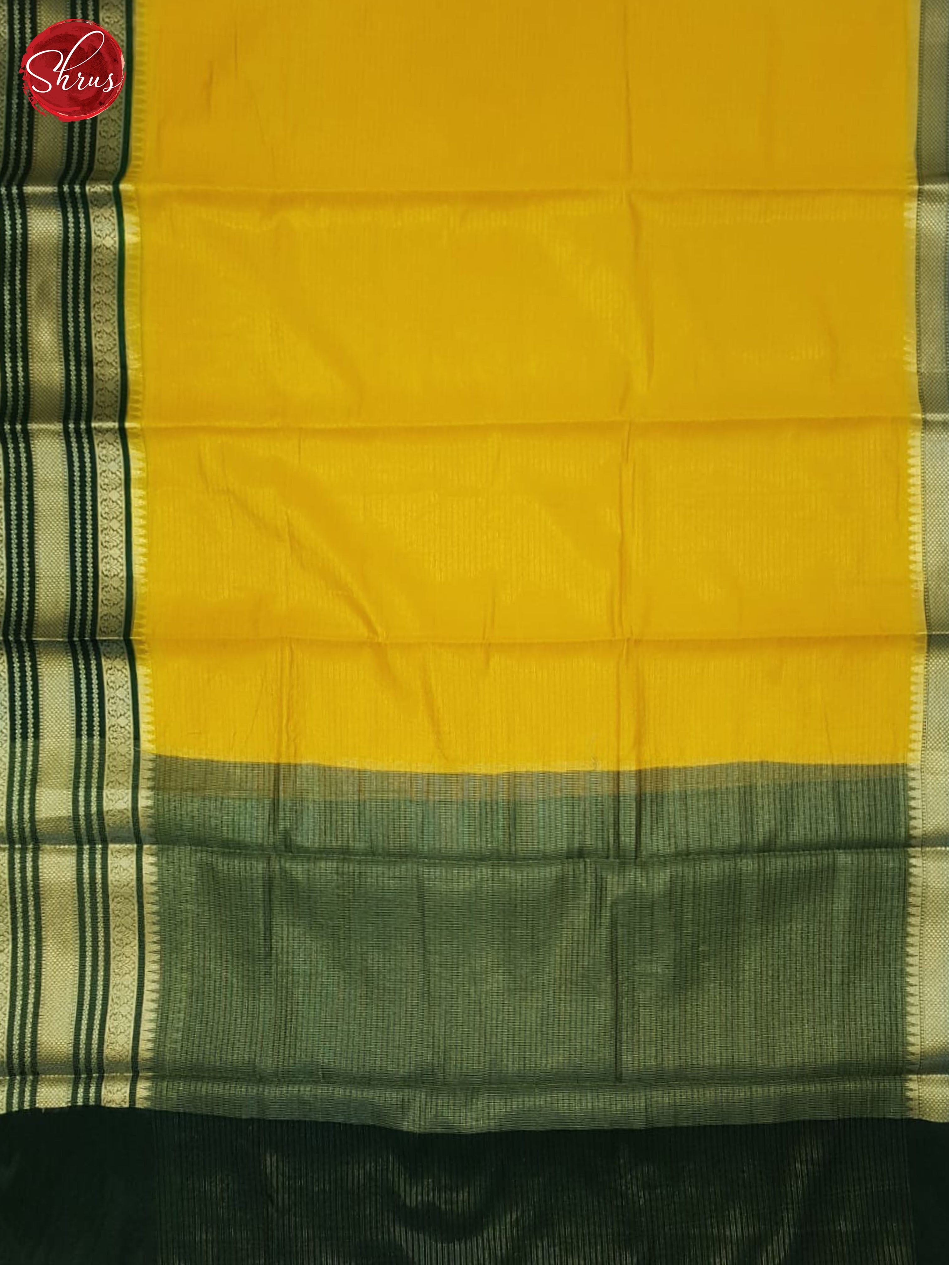 Yellow & Green - Semi Dupion Saree - Shop on ShrusEternity.com