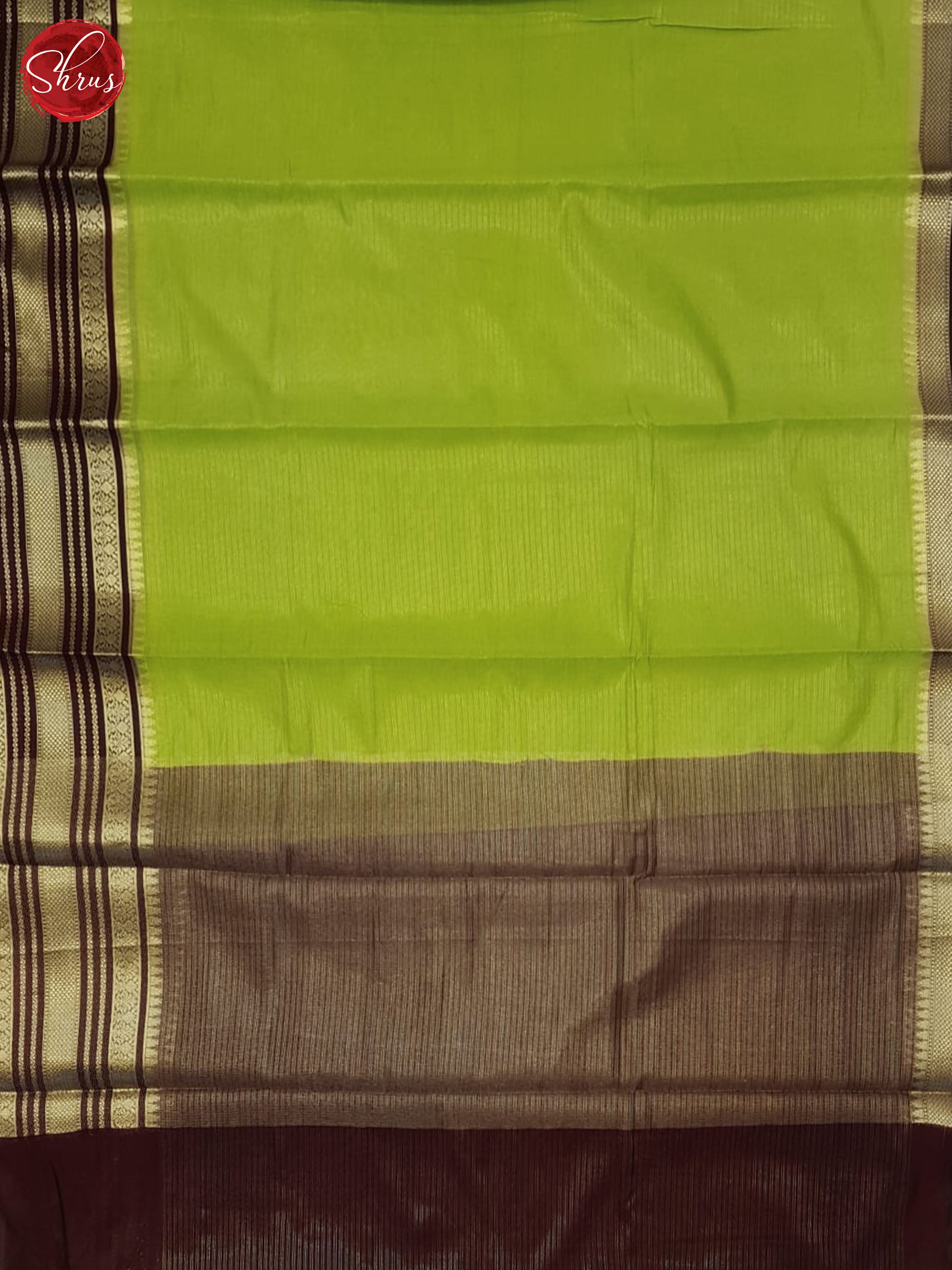 Green & Brown- Semi Dupion Saree - Shop on ShrusEternity.com