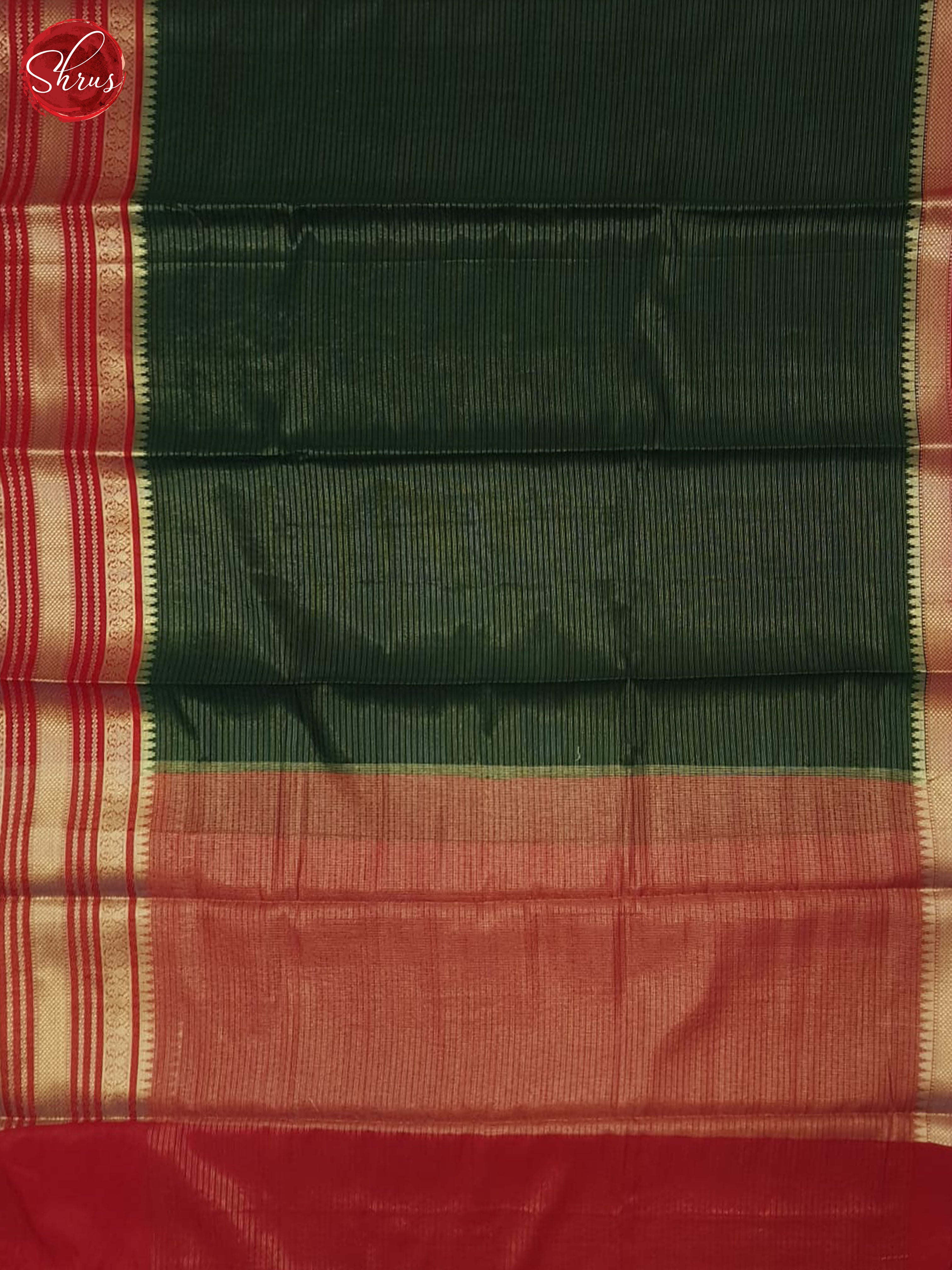 Green & red- Semi Dupion Saree - Shop on ShrusEternity.com