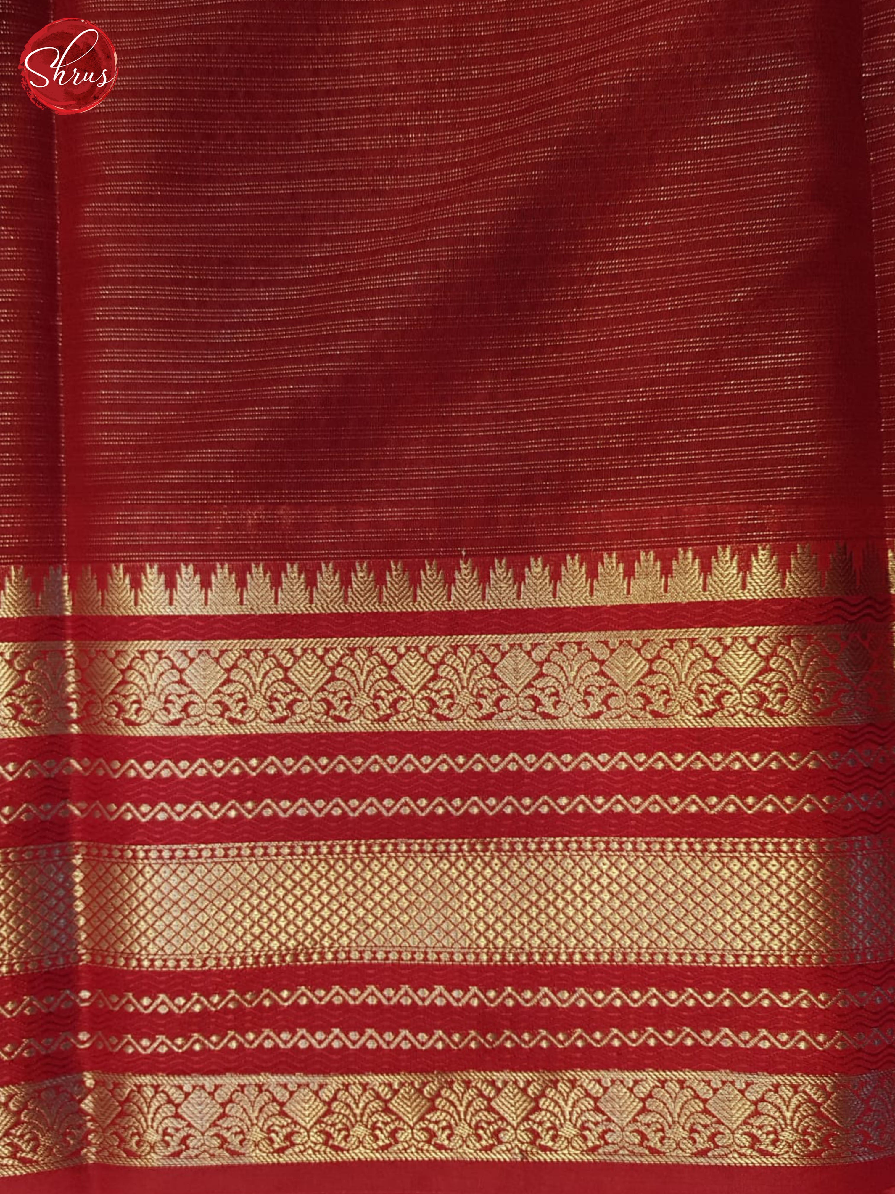 Green & red- Semi Dupion Saree - Shop on ShrusEternity.com