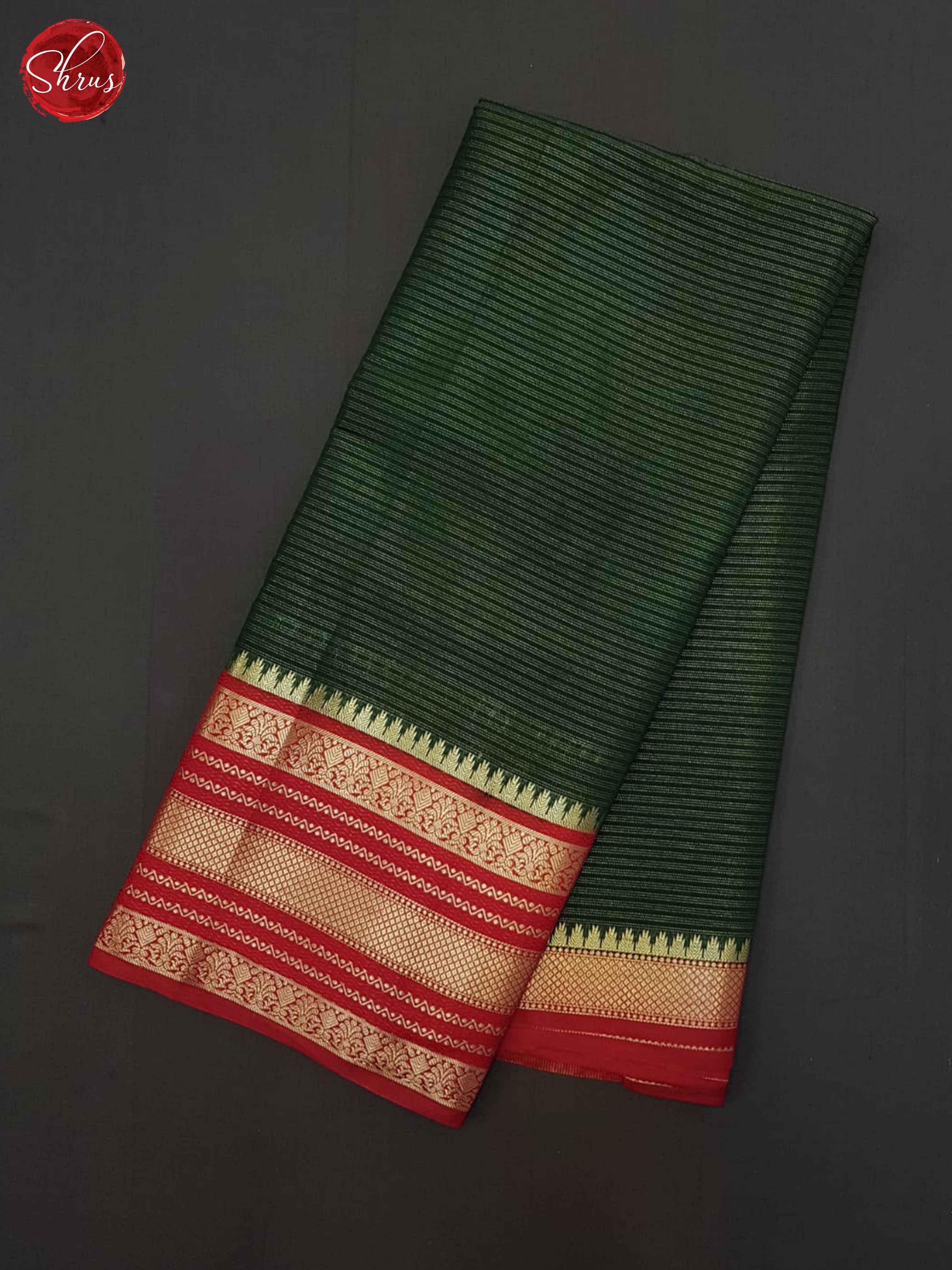 Green & red- Semi Dupion Saree - Shop on ShrusEternity.com