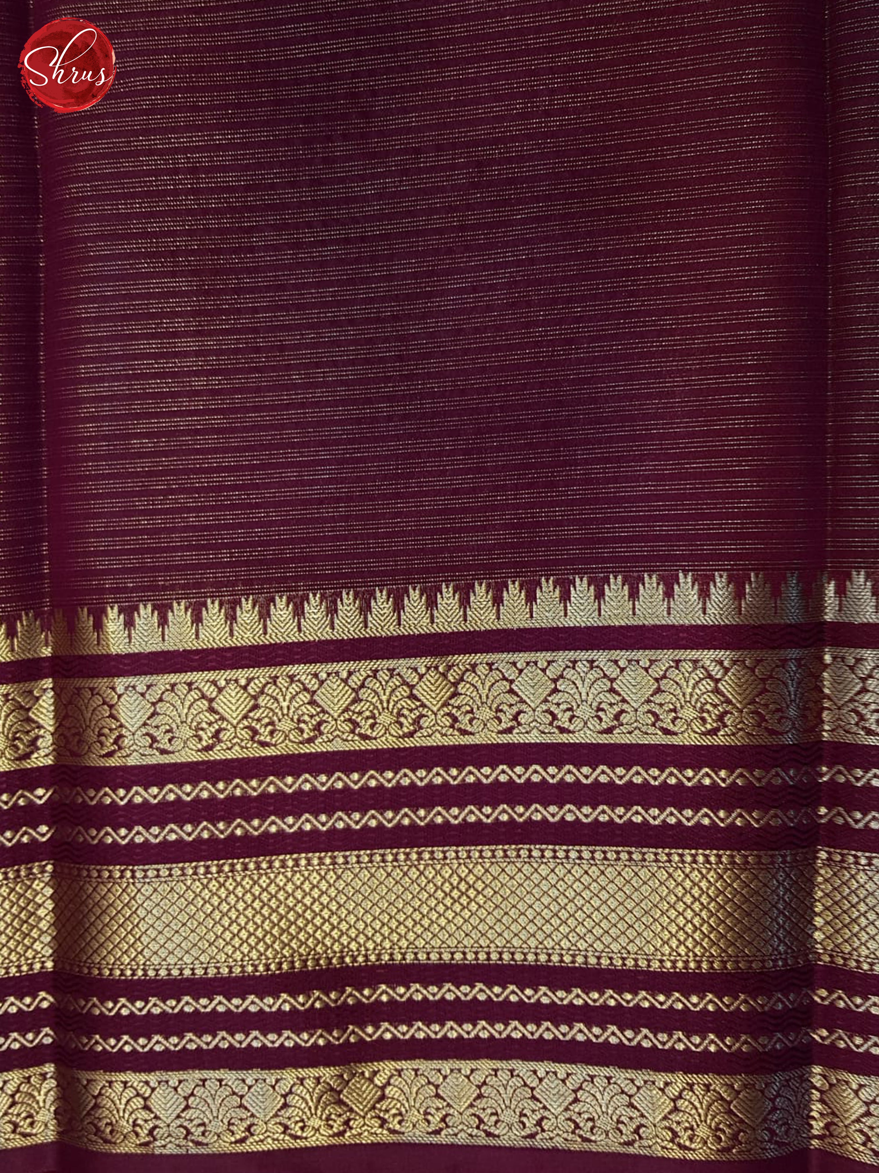 Grey & Maroon - Semi Dupion Saree - Shop on ShrusEternity.com