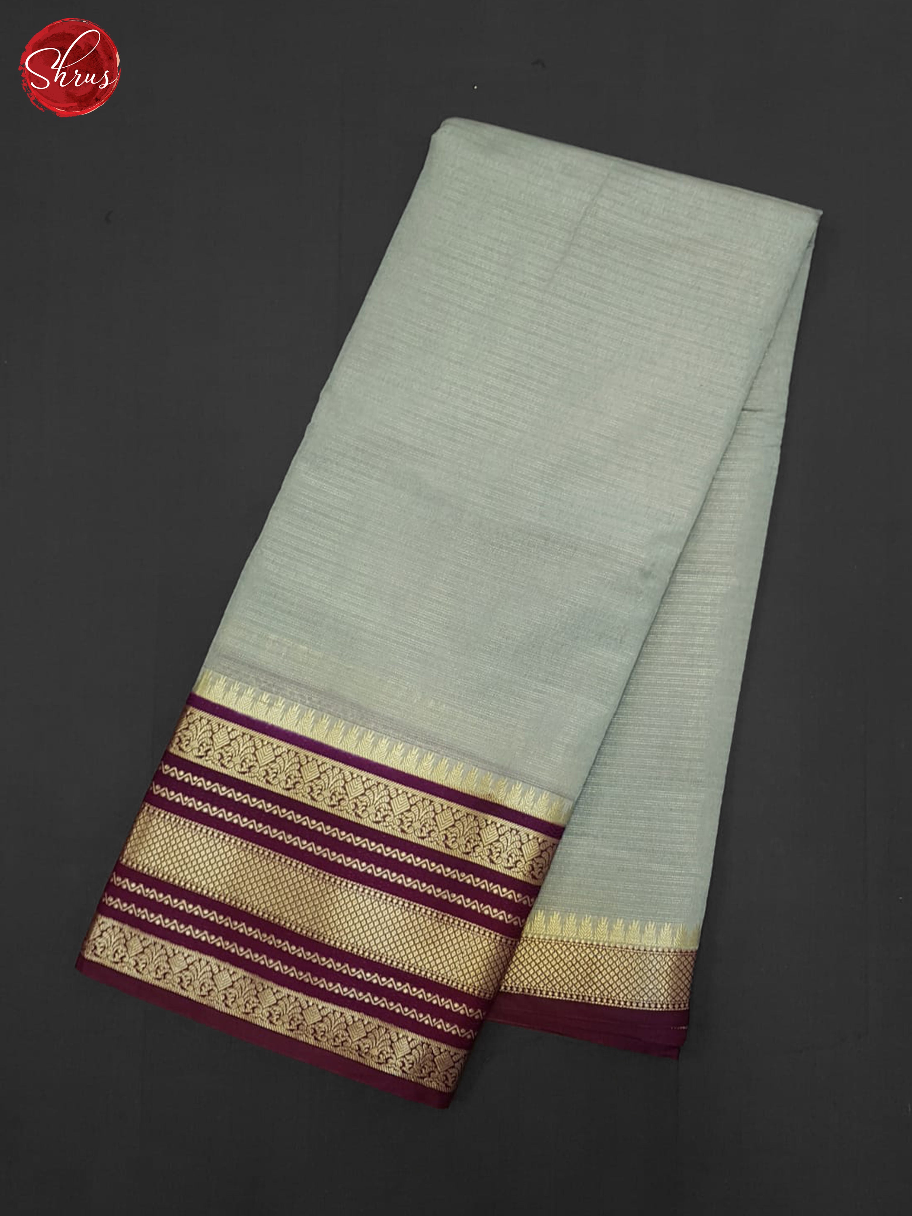 Grey & Maroon - Semi Dupion Saree - Shop on ShrusEternity.com