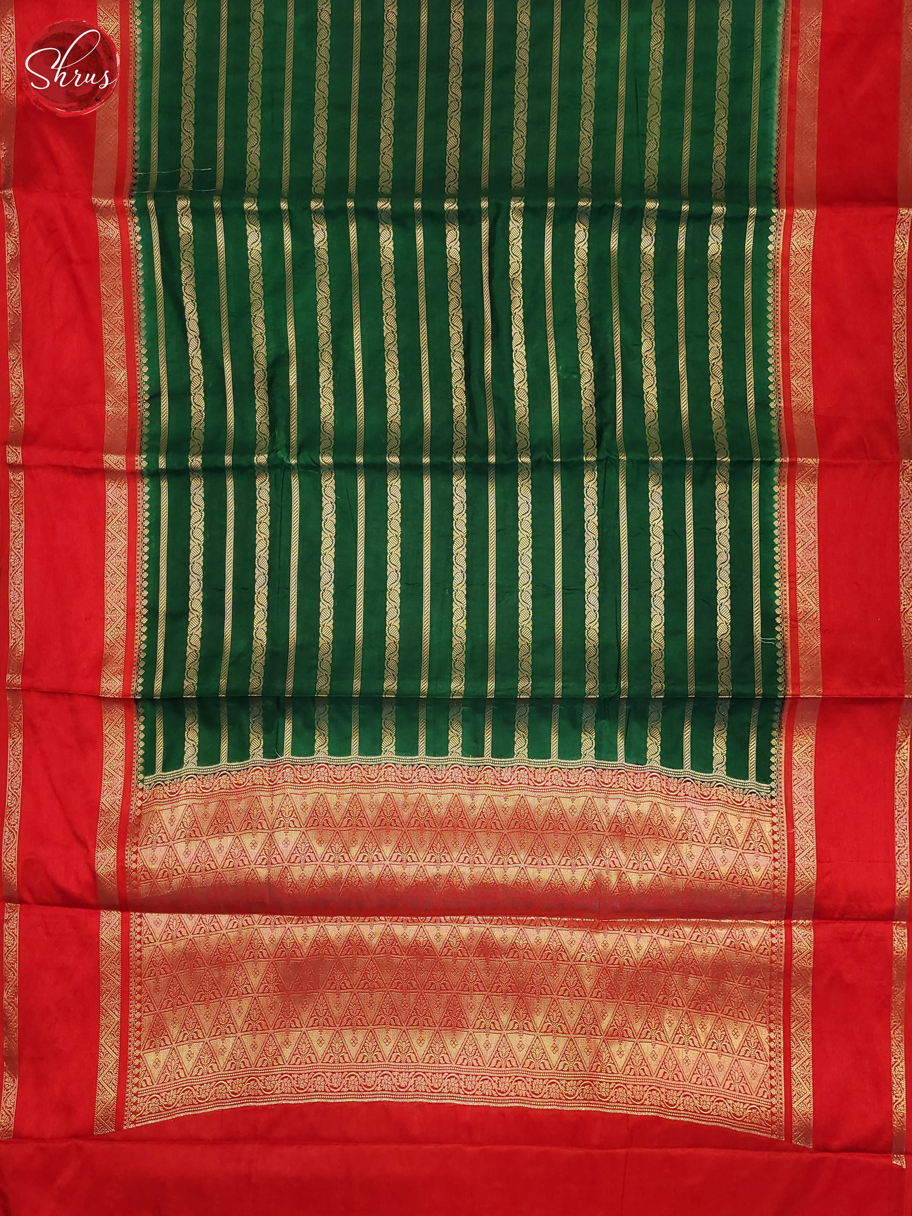 Green & Red- Semi Dupion Saree - Shop on ShrusEternity.com