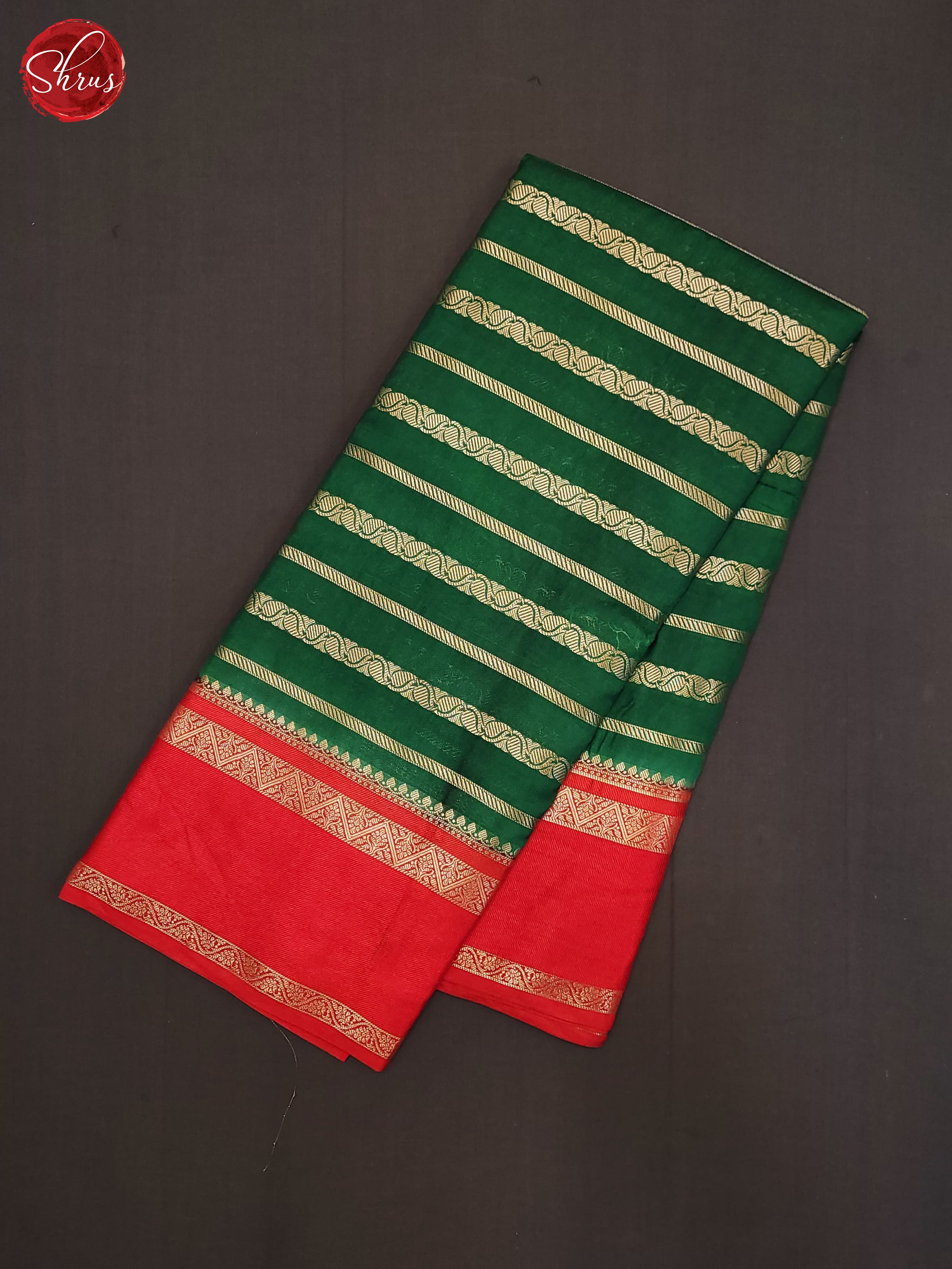 Green & Red- Semi Dupion Saree - Shop on ShrusEternity.com