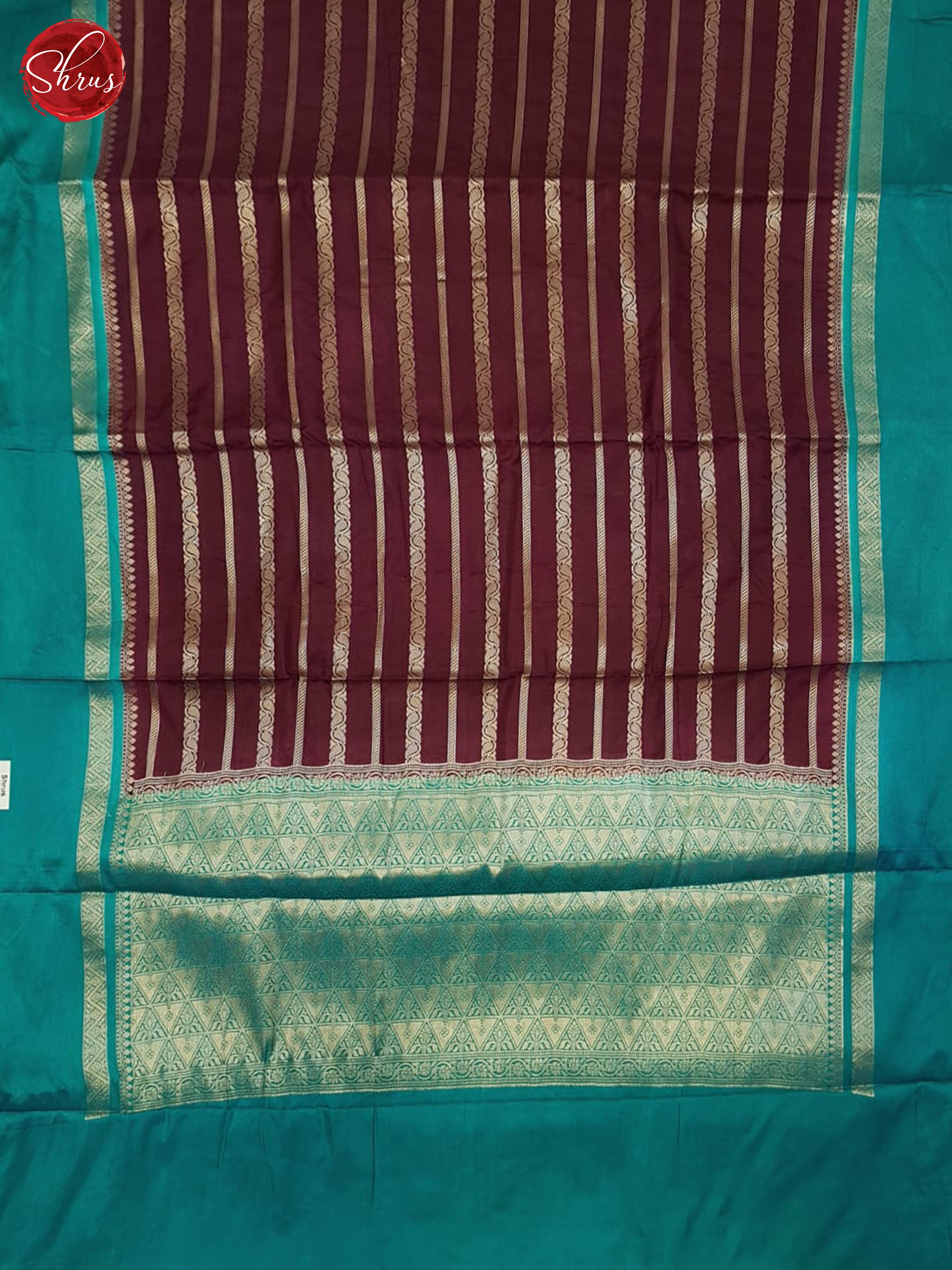 Maroon & Blue - Semi Dupion Saree - Shop on ShrusEternity.com