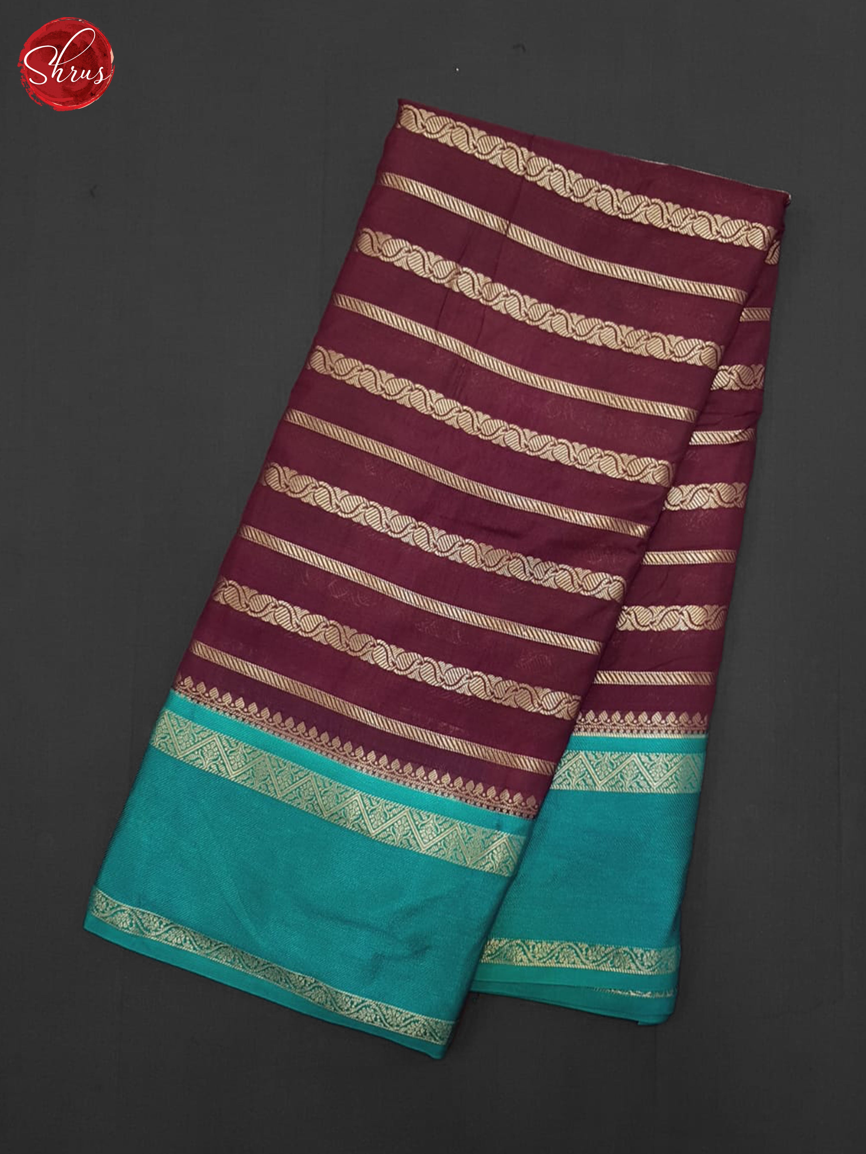 Maroon & Blue - Semi Dupion Saree - Shop on ShrusEternity.com