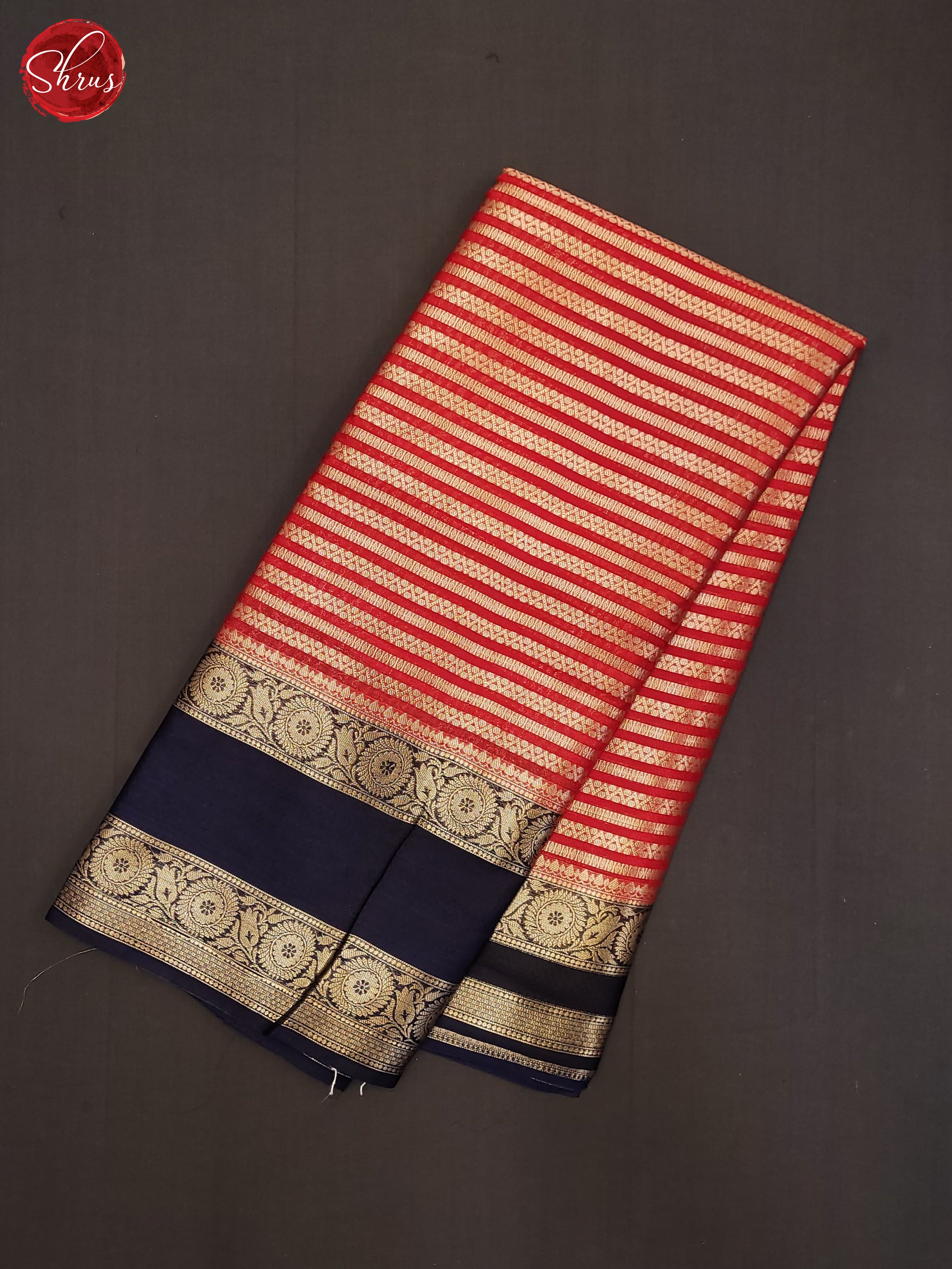 Red & Blue - Semi Dupion Saree - Shop on ShrusEternity.com