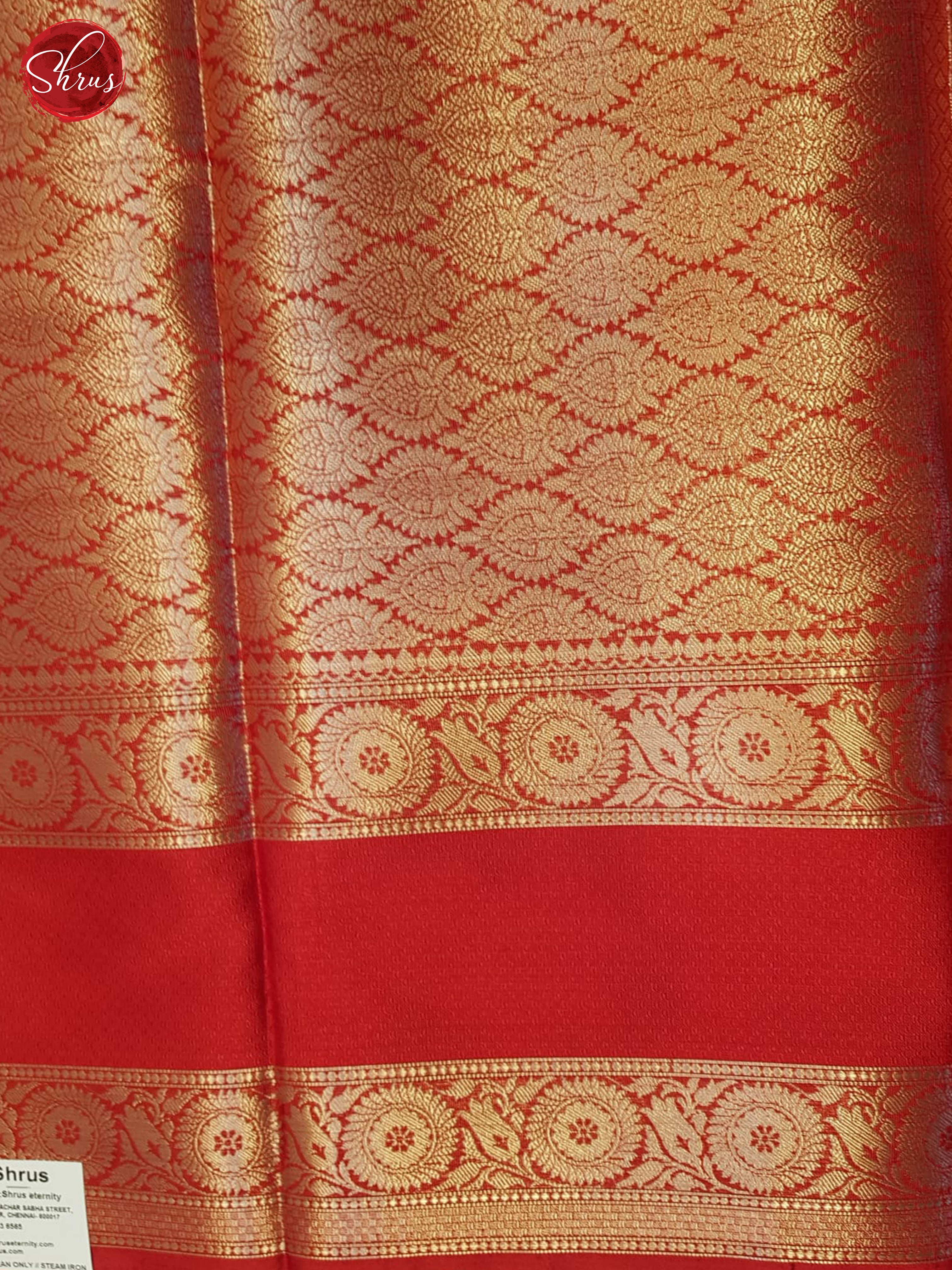 Green & Red - Semi Dupion Saree - Shop on ShrusEternity.com