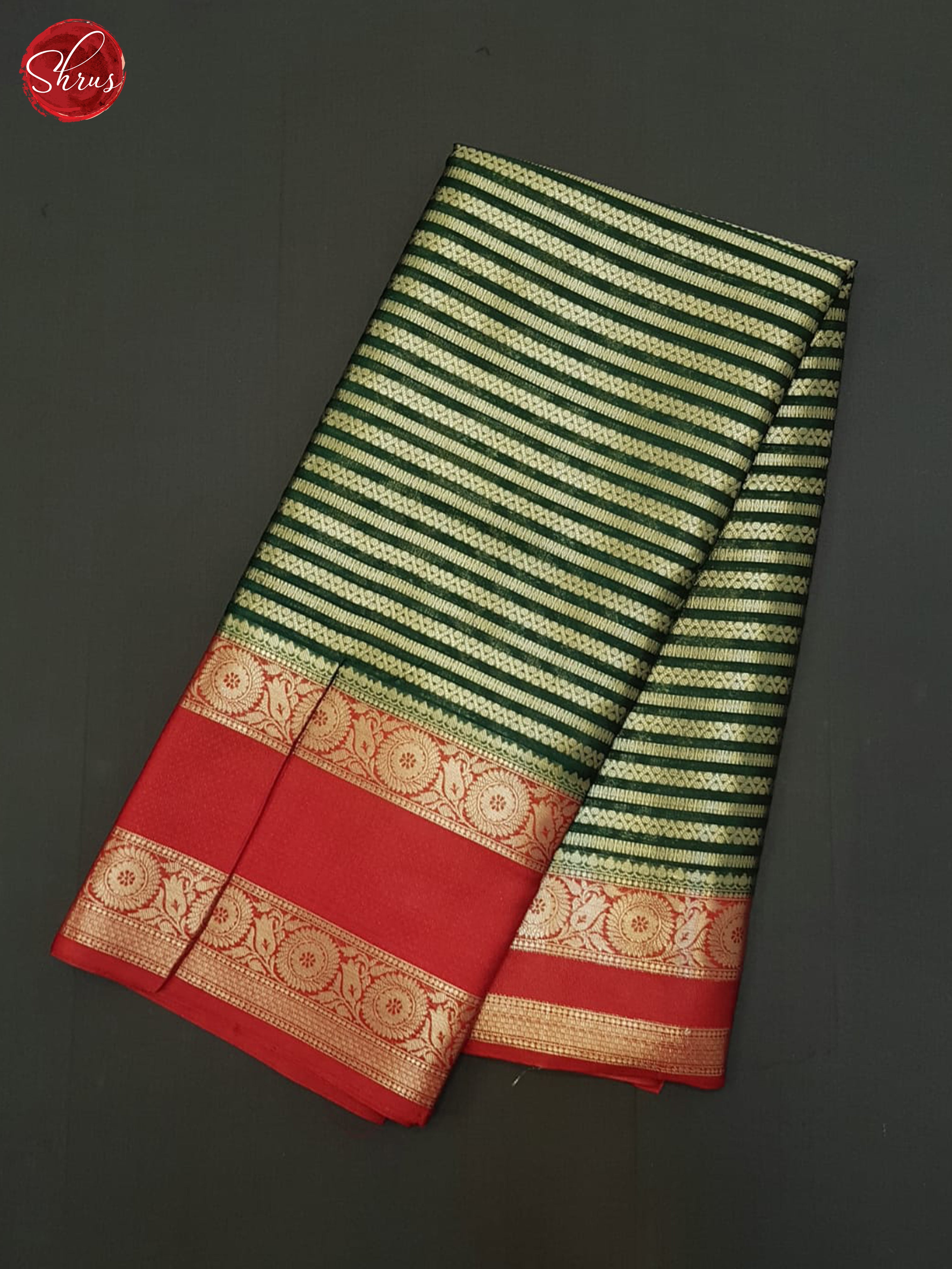 Green & Red - Semi Dupion Saree - Shop on ShrusEternity.com