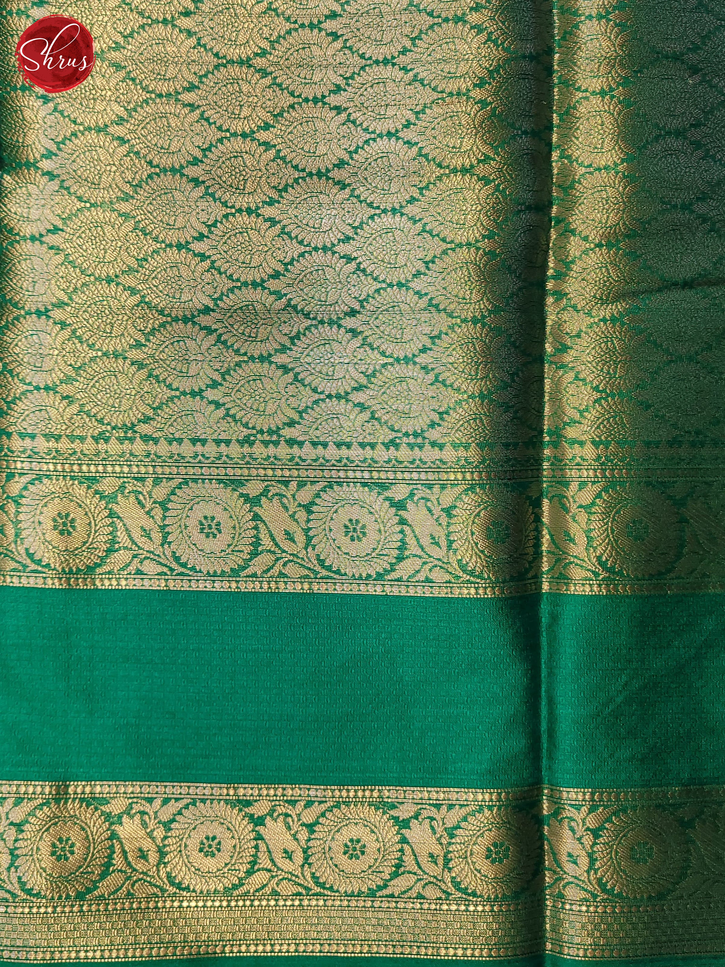 Navy Blue & Green - Semi Dupion Saree - Shop on ShrusEternity.com