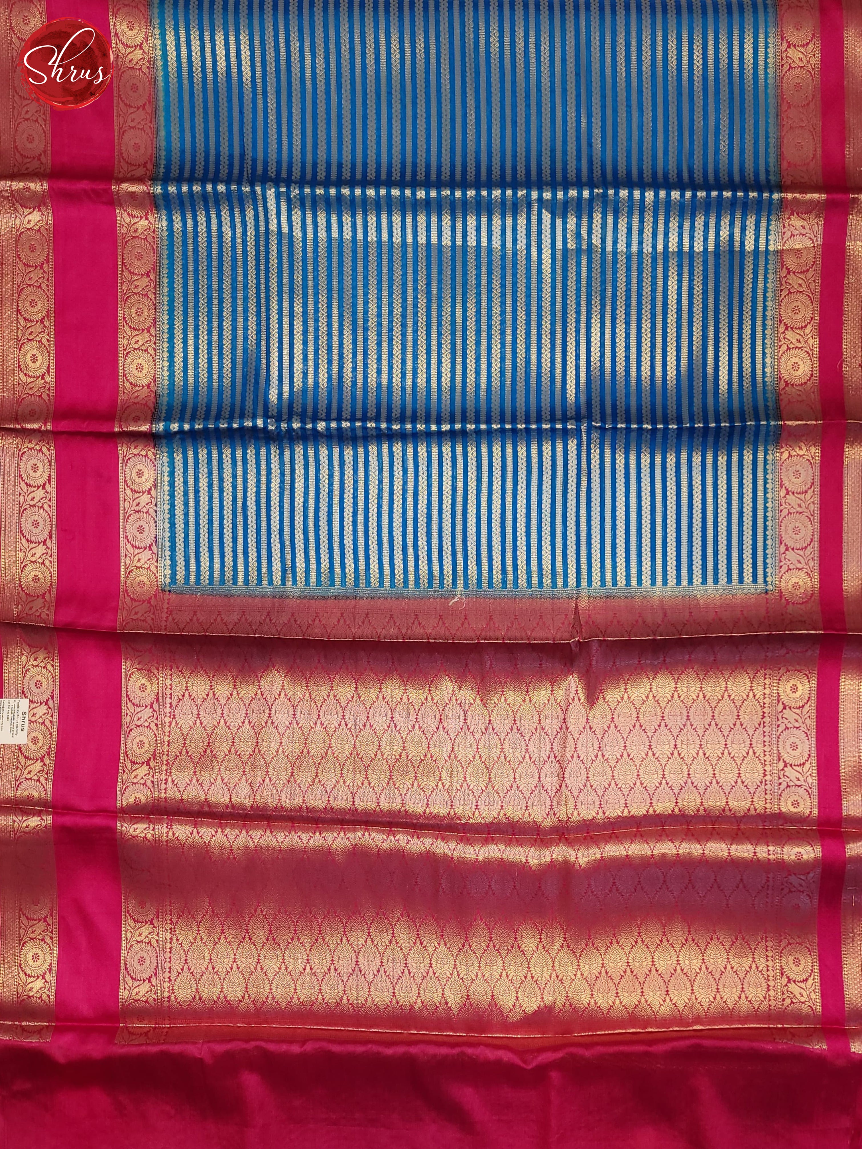 Blue & Pink - Semi Dupion Saree - Shop on ShrusEternity.com