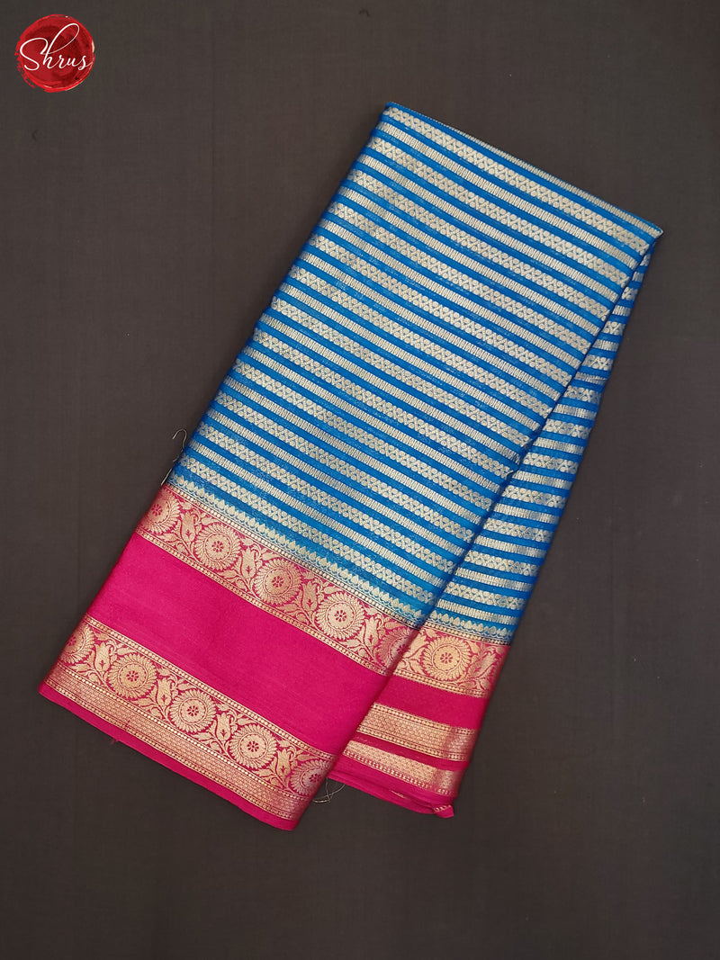 Blue & Pink - Semi Dupion Saree - Shop on ShrusEternity.com