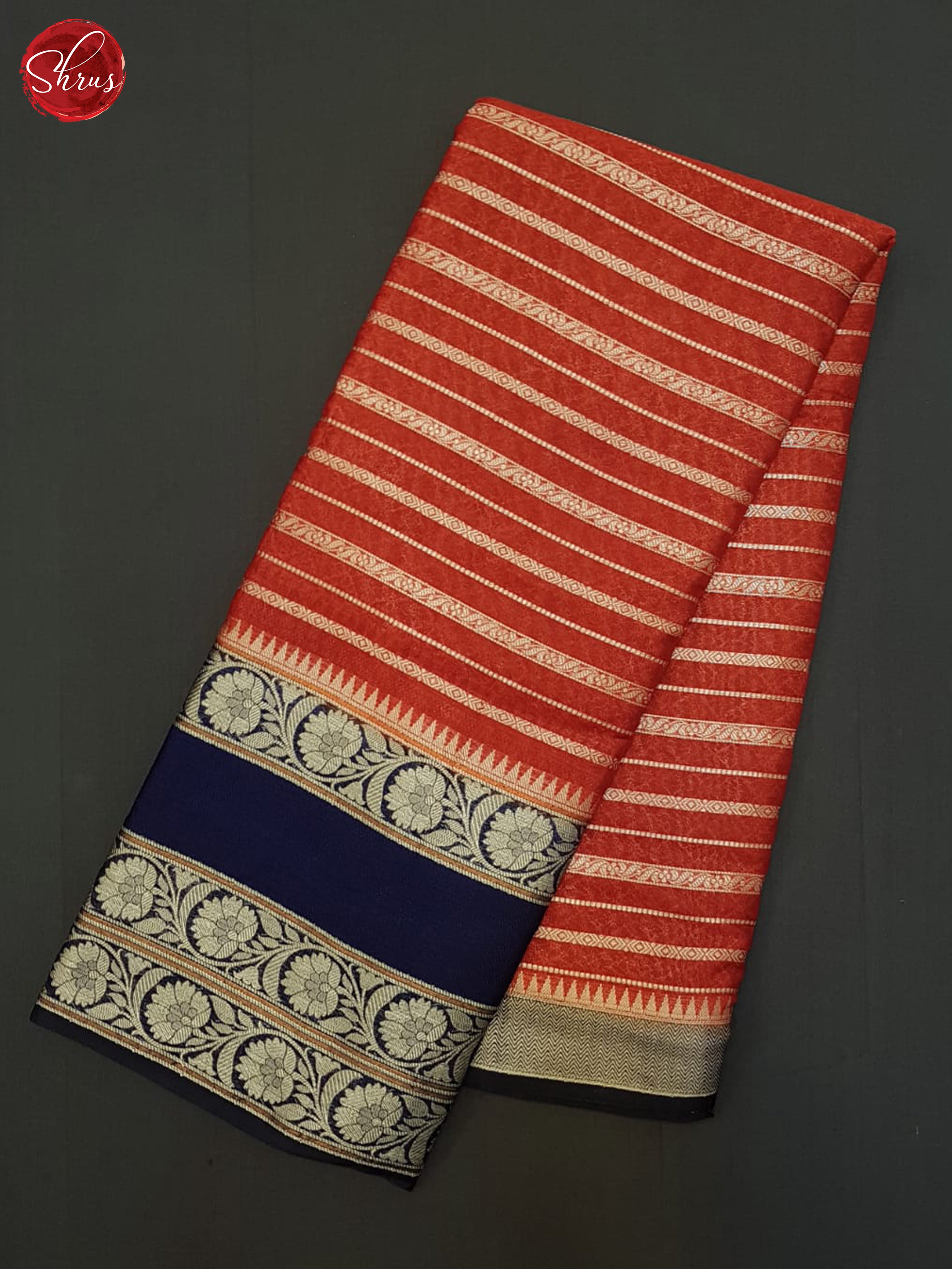 Red & Blue- Semi Dupion Saree - Shop on ShrusEternity.com