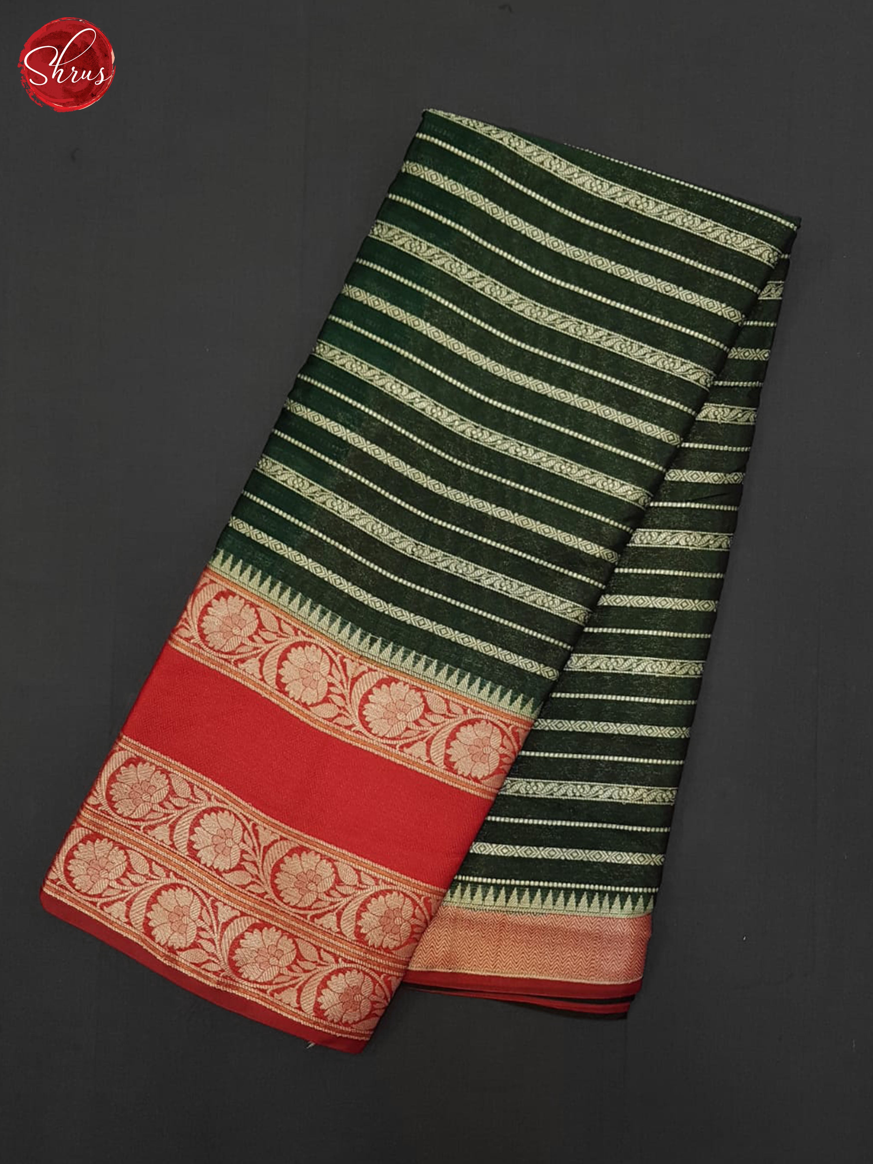 Green & Red - Semi Dupion Saree - Shop on ShrusEternity.com