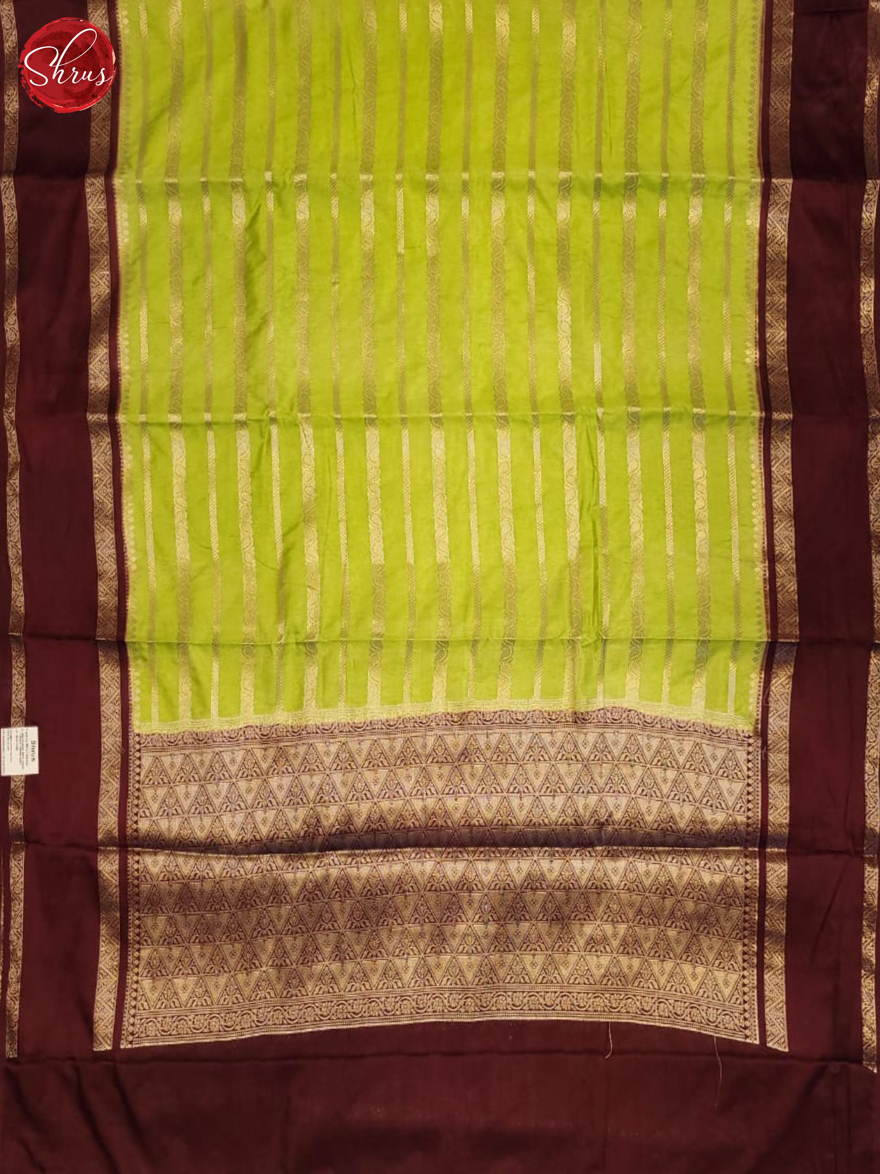 Green & Brown - Semi Dupion Saree - Shop on ShrusEternity.com