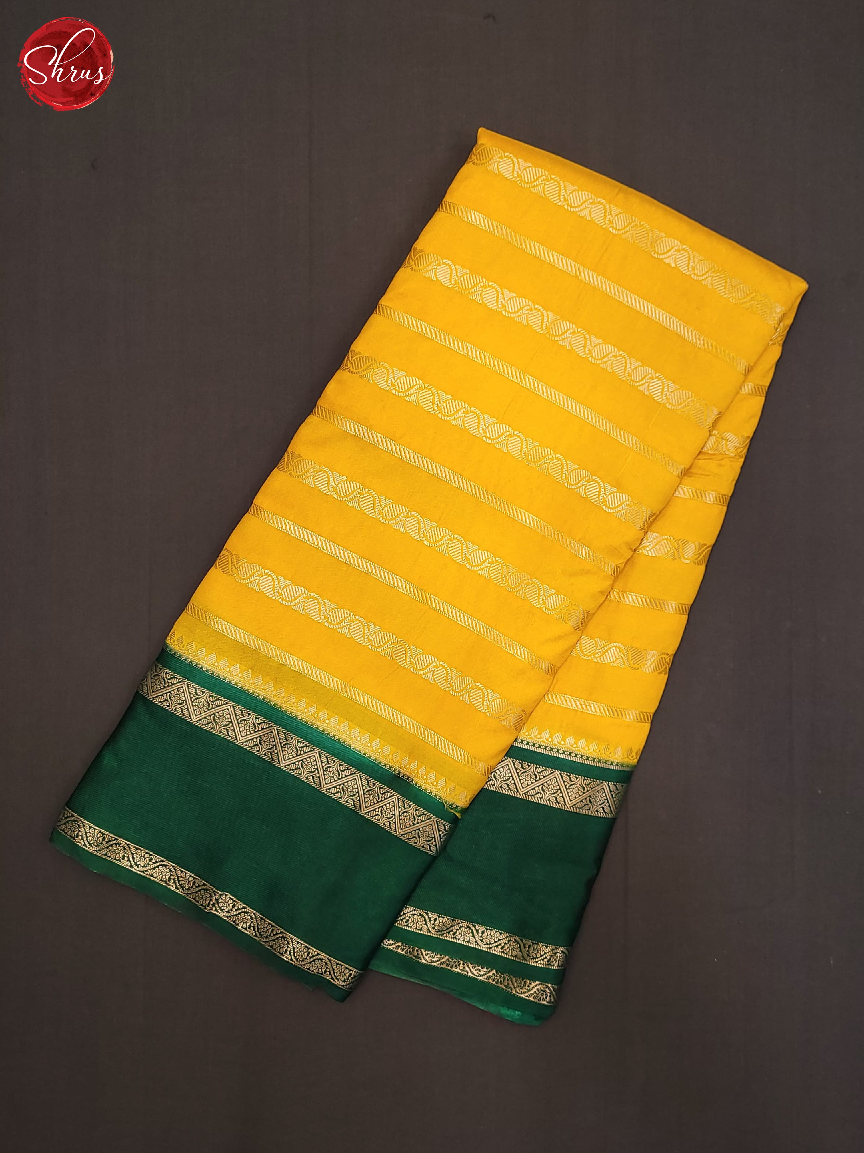 Yellow & Green - Semi Dupion Saree - Shop on ShrusEternity.com