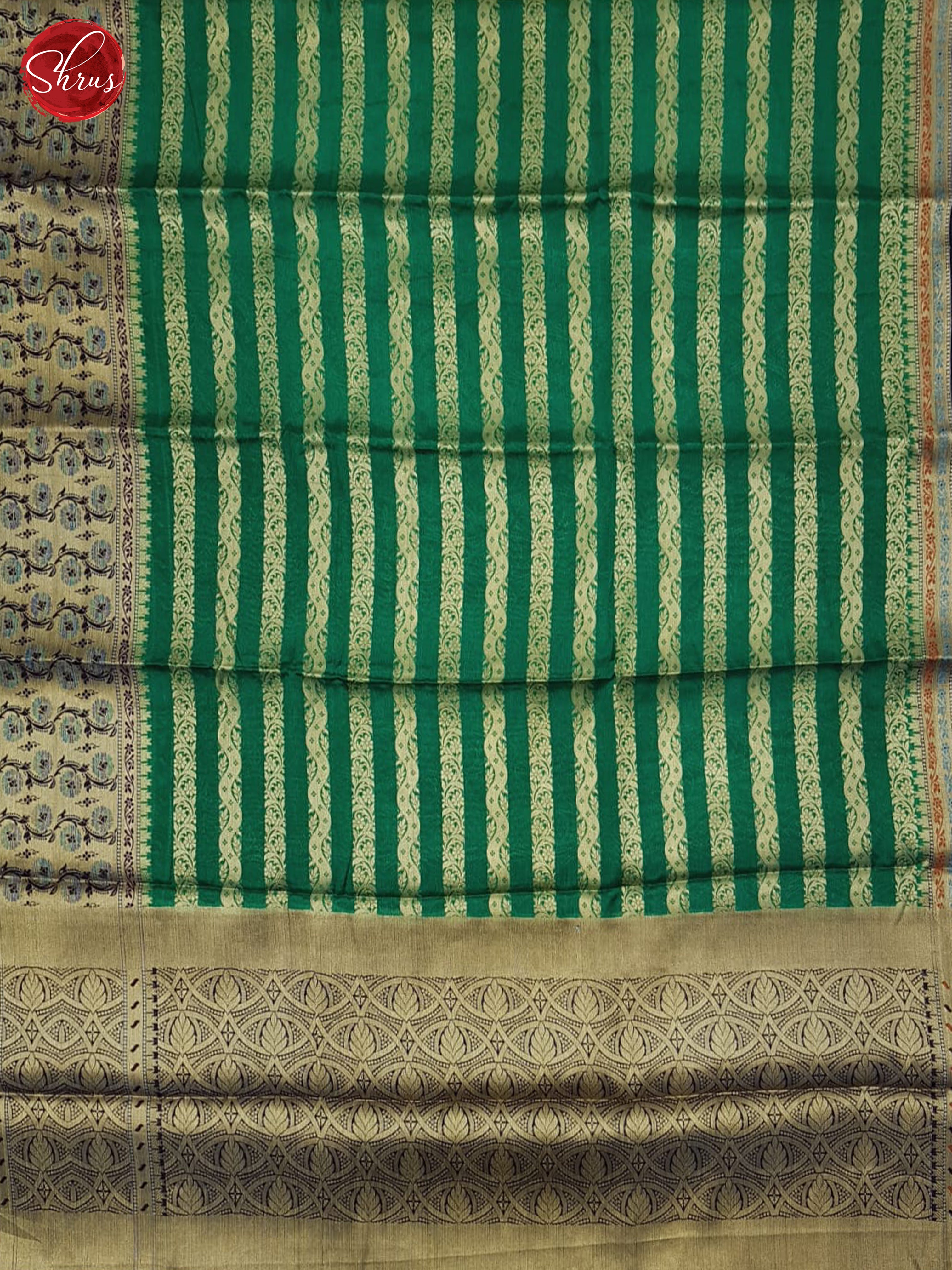 Green & Blue - Semi Dupion Saree - Shop on ShrusEternity.com