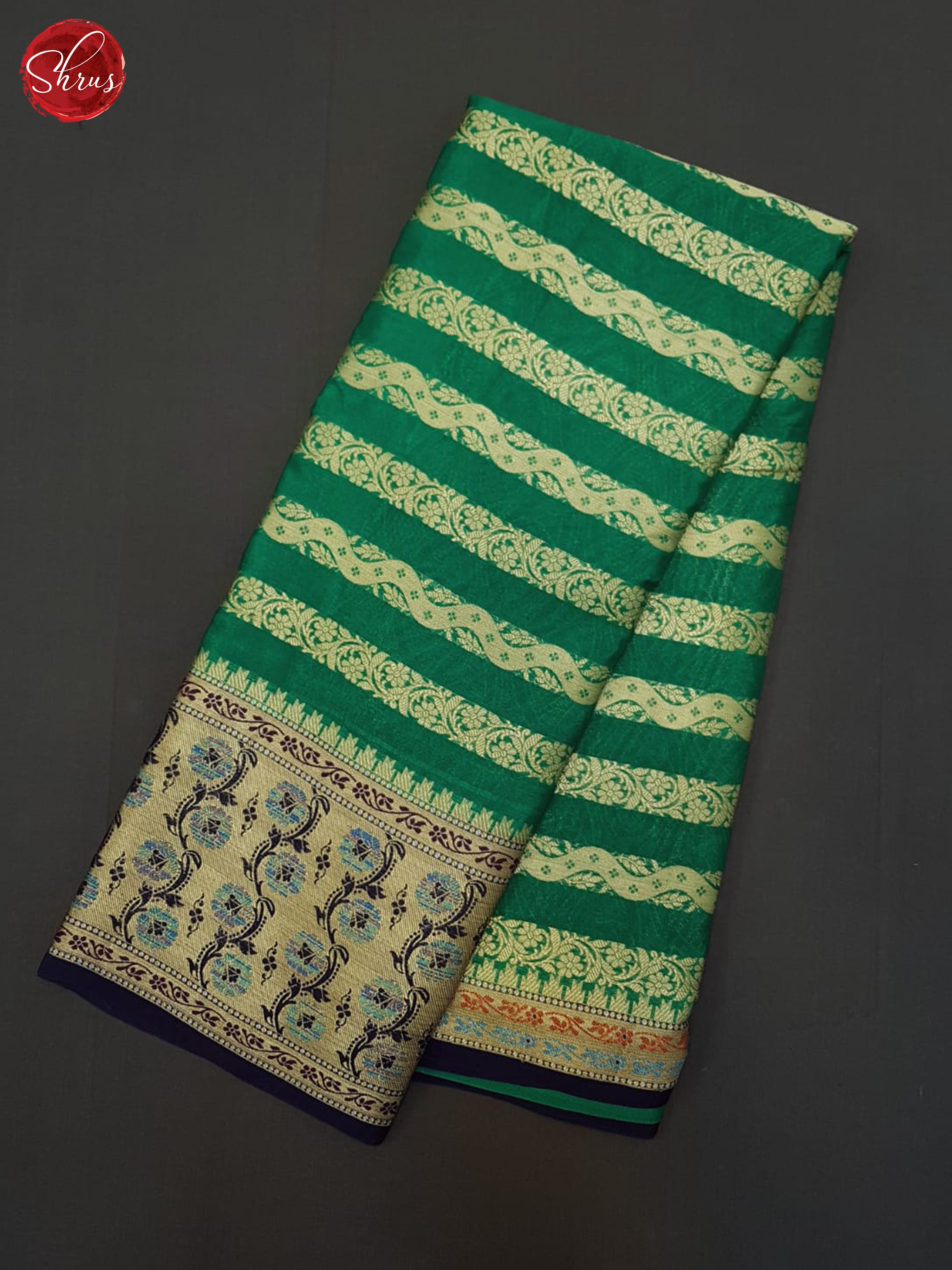 Green & Blue - Semi Dupion Saree - Shop on ShrusEternity.com