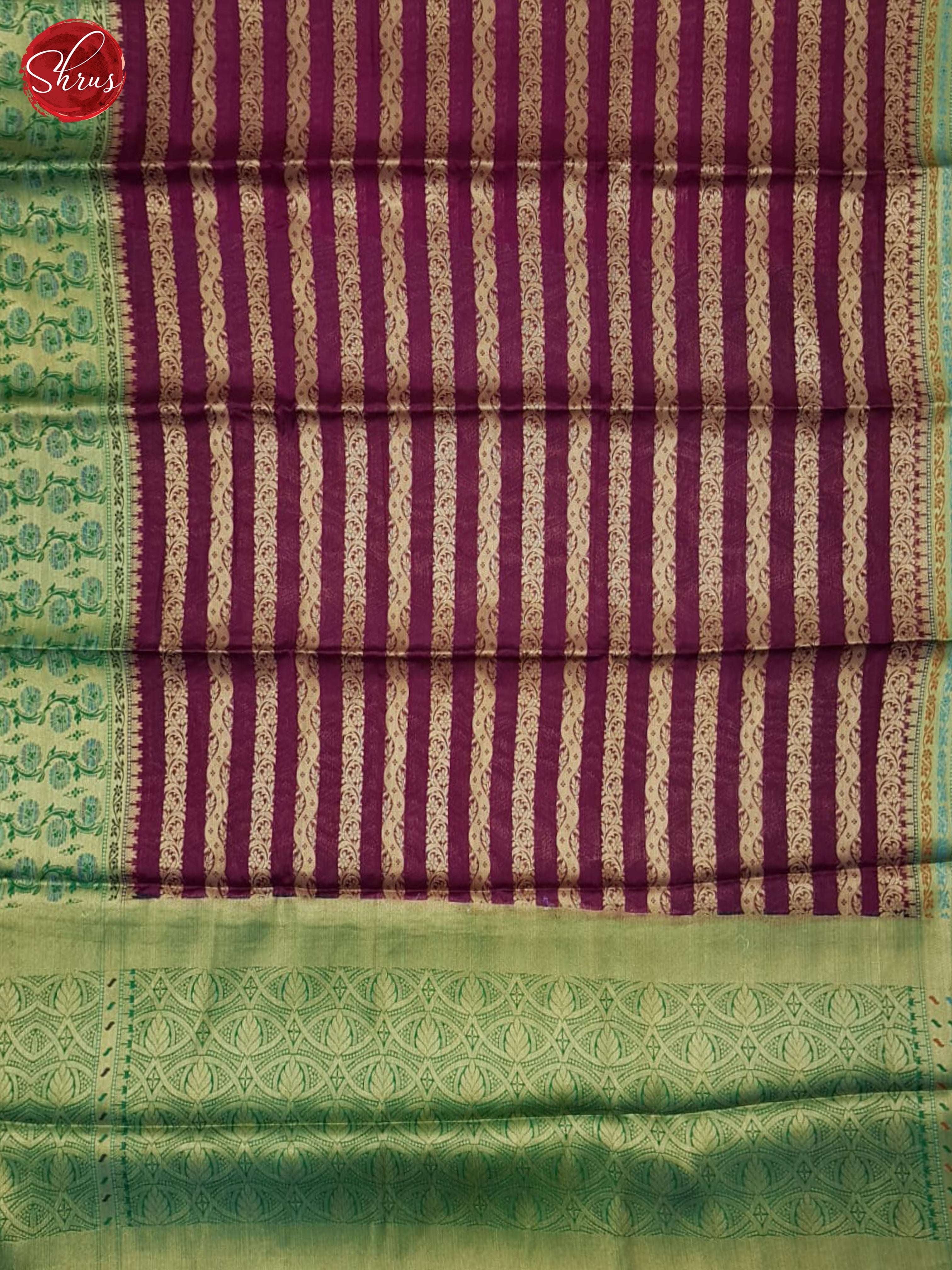 Maroon & Green - Semi Dupion Saree - Shop on ShrusEternity.com