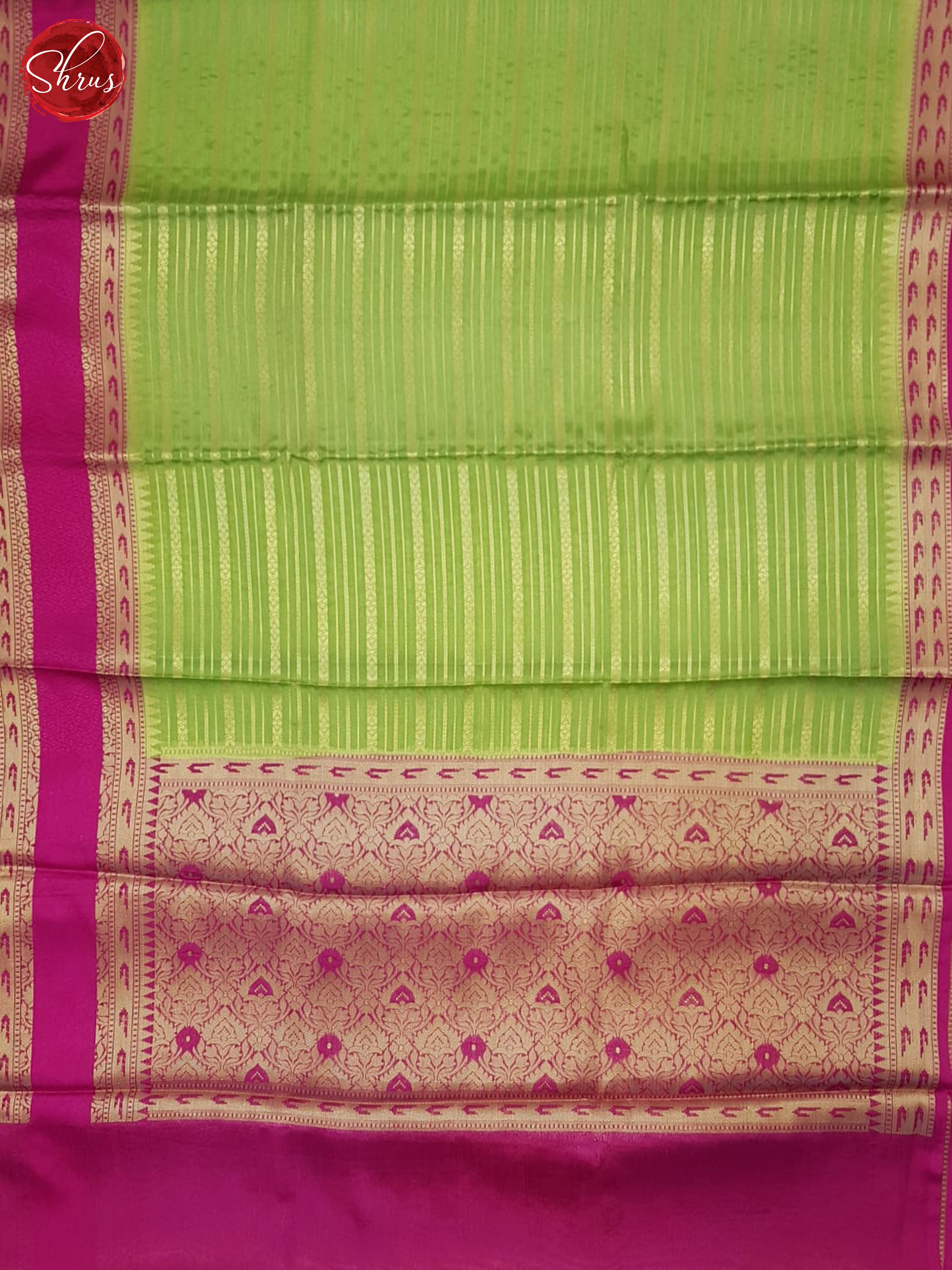 Green & Pink - Semi Dupion Saree - Shop on ShrusEternity.com