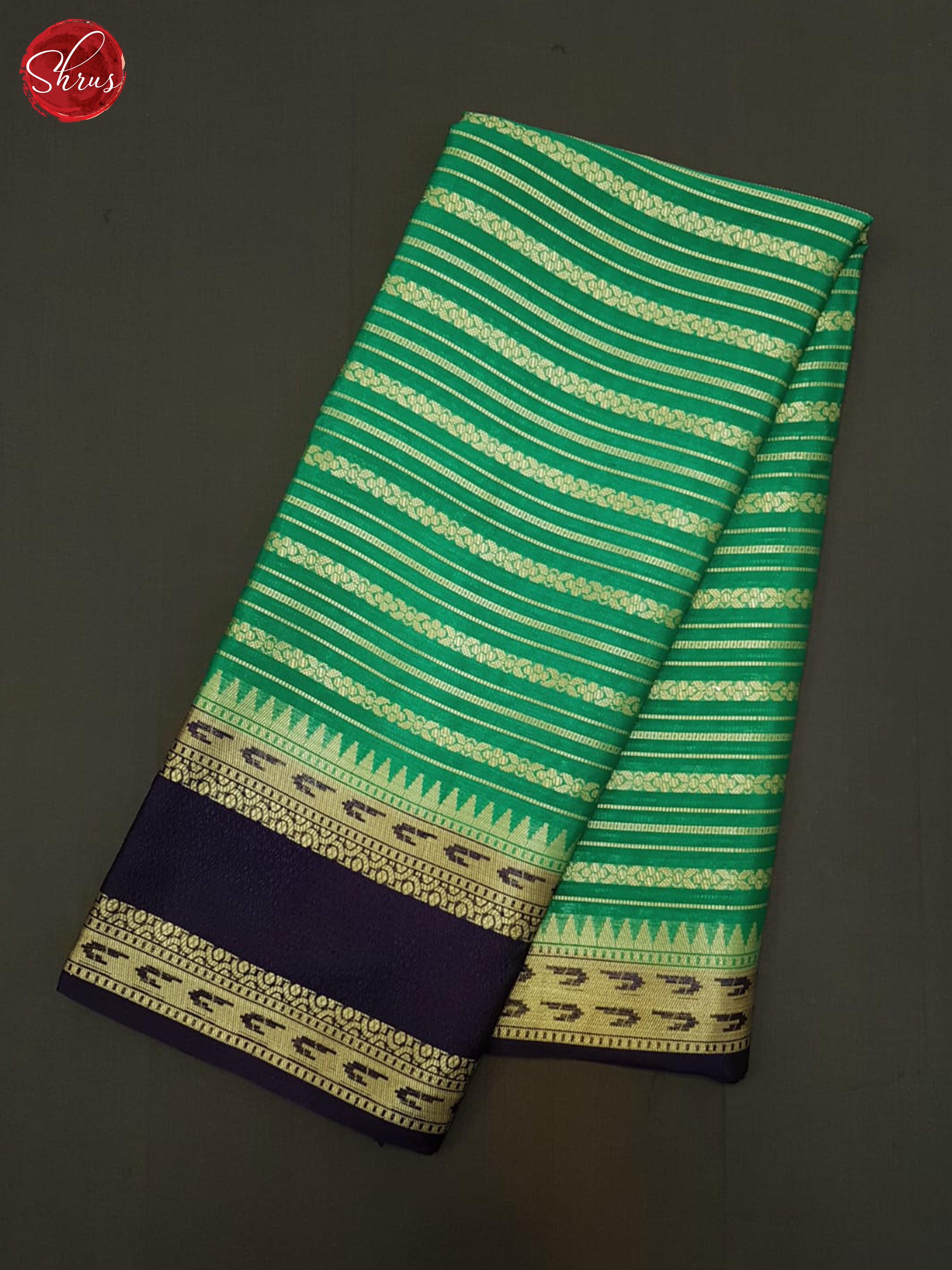 Green & Blue - Semi Dupion Saree - Shop on ShrusEternity.com