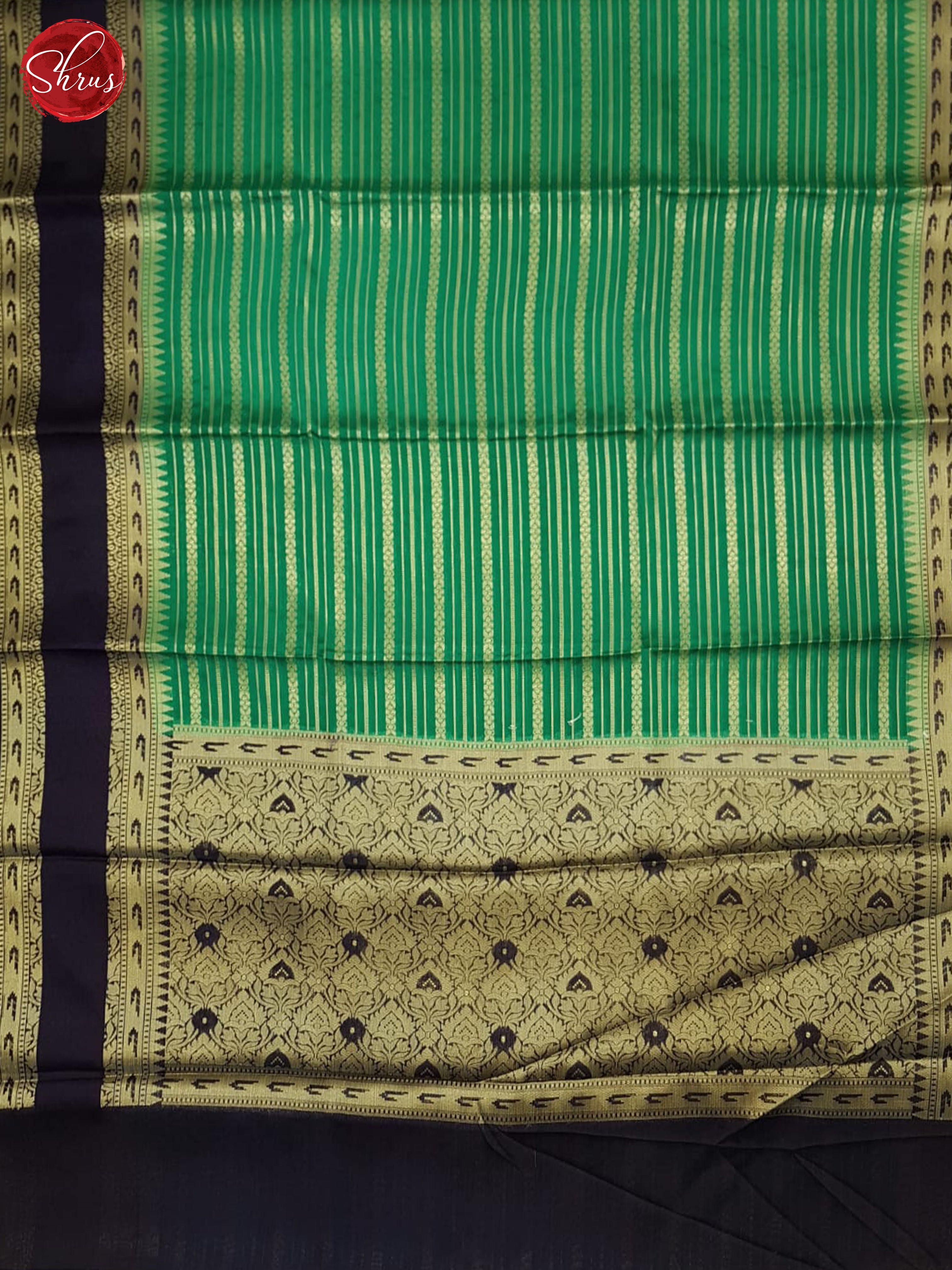 Green & Blue - Semi Dupion Saree - Shop on ShrusEternity.com