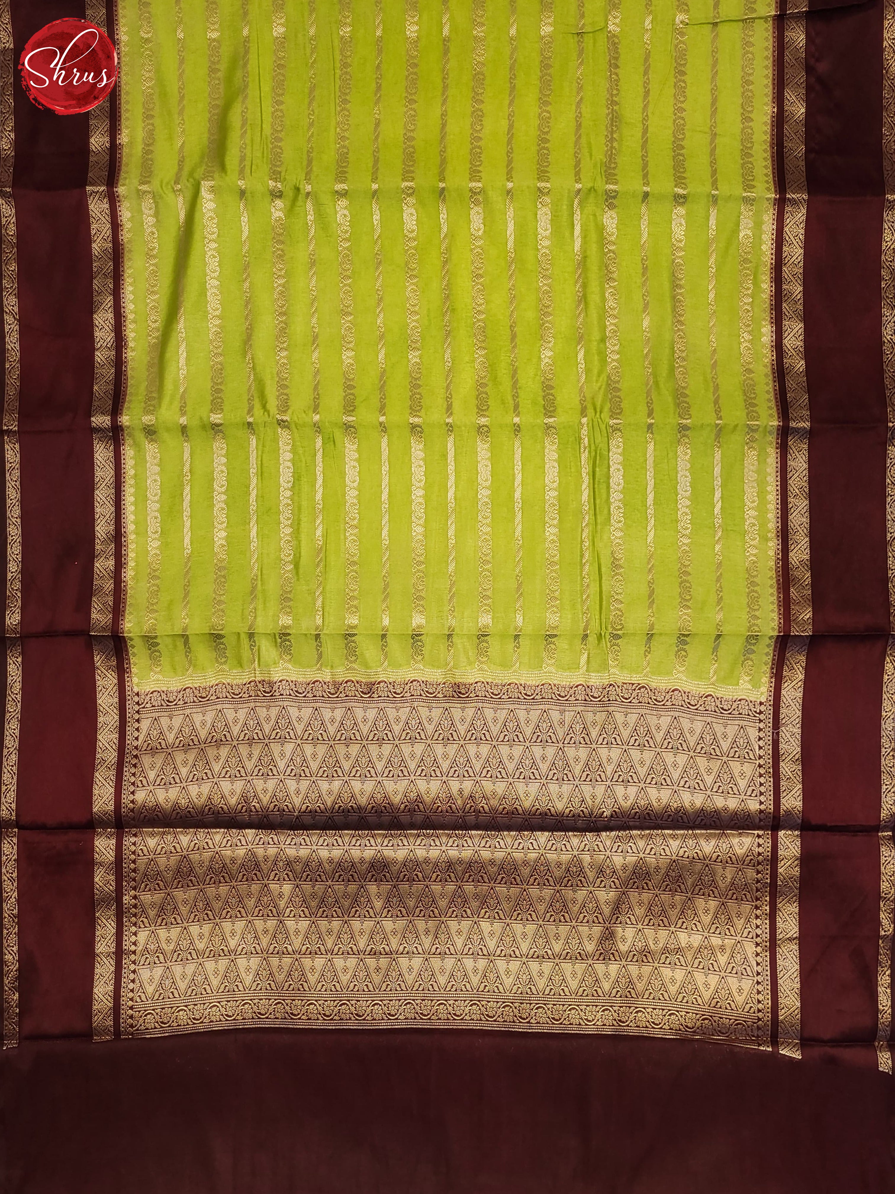 Green & Brown- Semi Dupion Saree - Shop on ShrusEternity.com