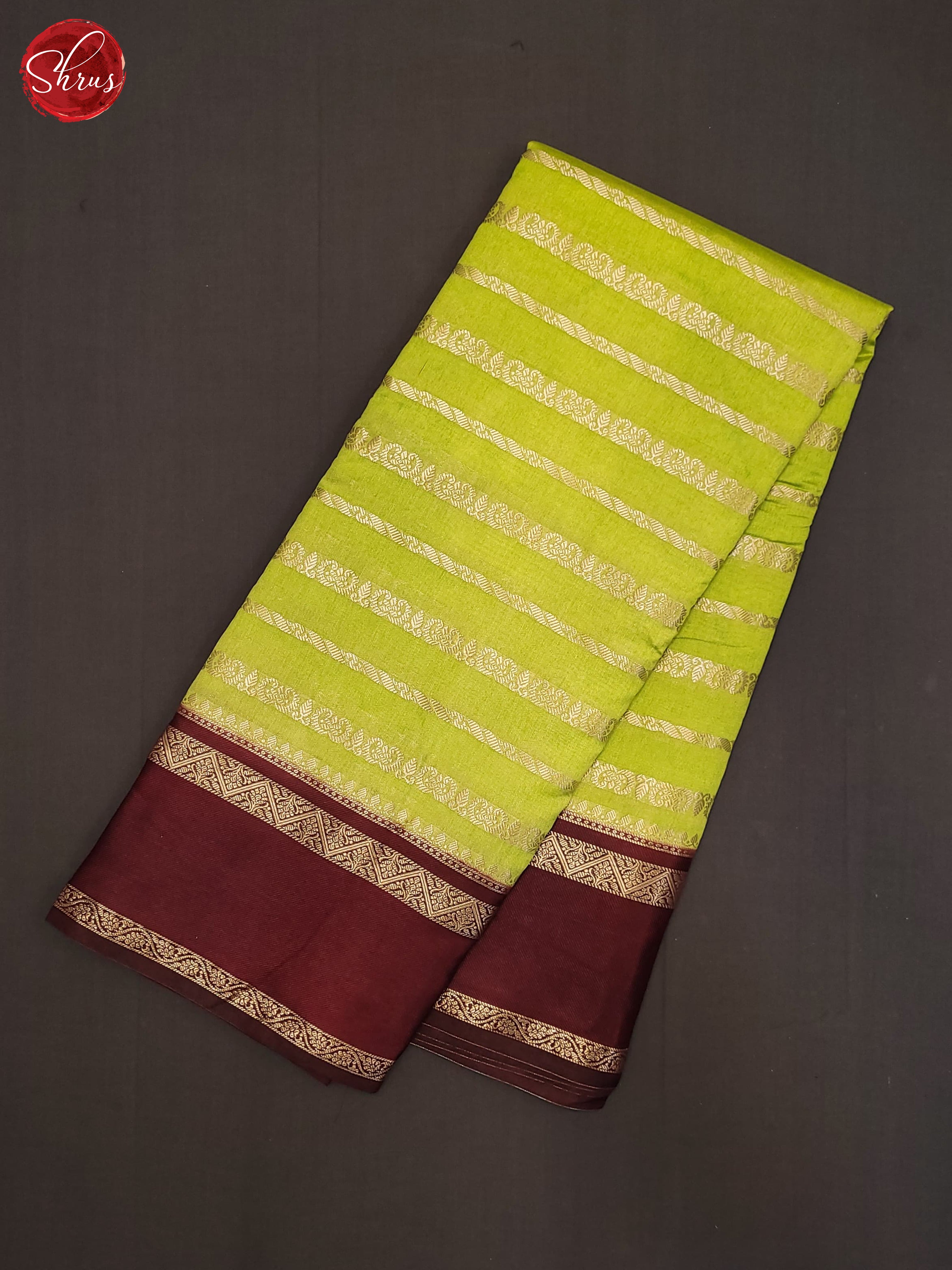 Green & Brown- Semi Dupion Saree - Shop on ShrusEternity.com