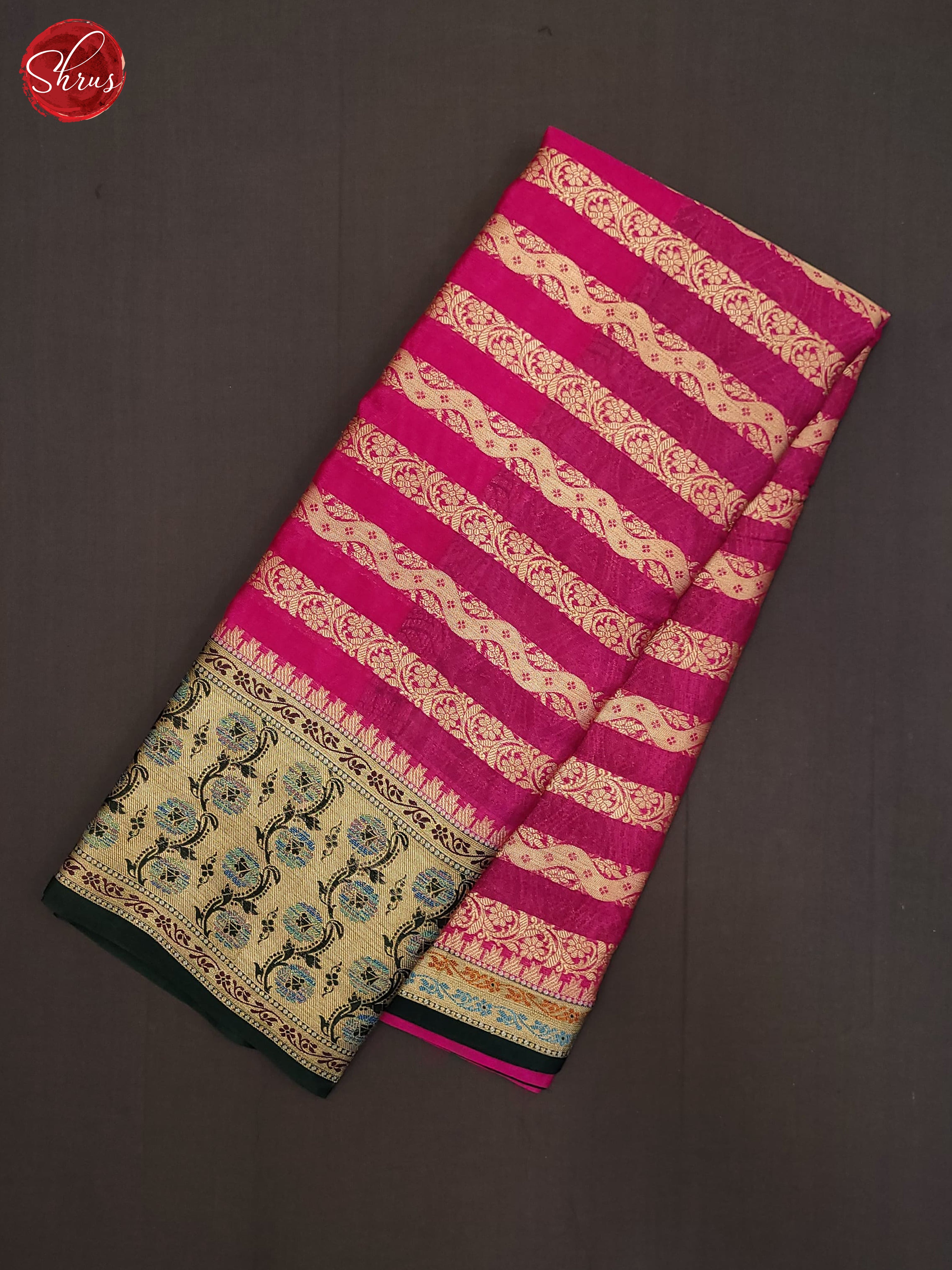 Pink & Green - Semi Dupion Saree - Shop on ShrusEternity.com