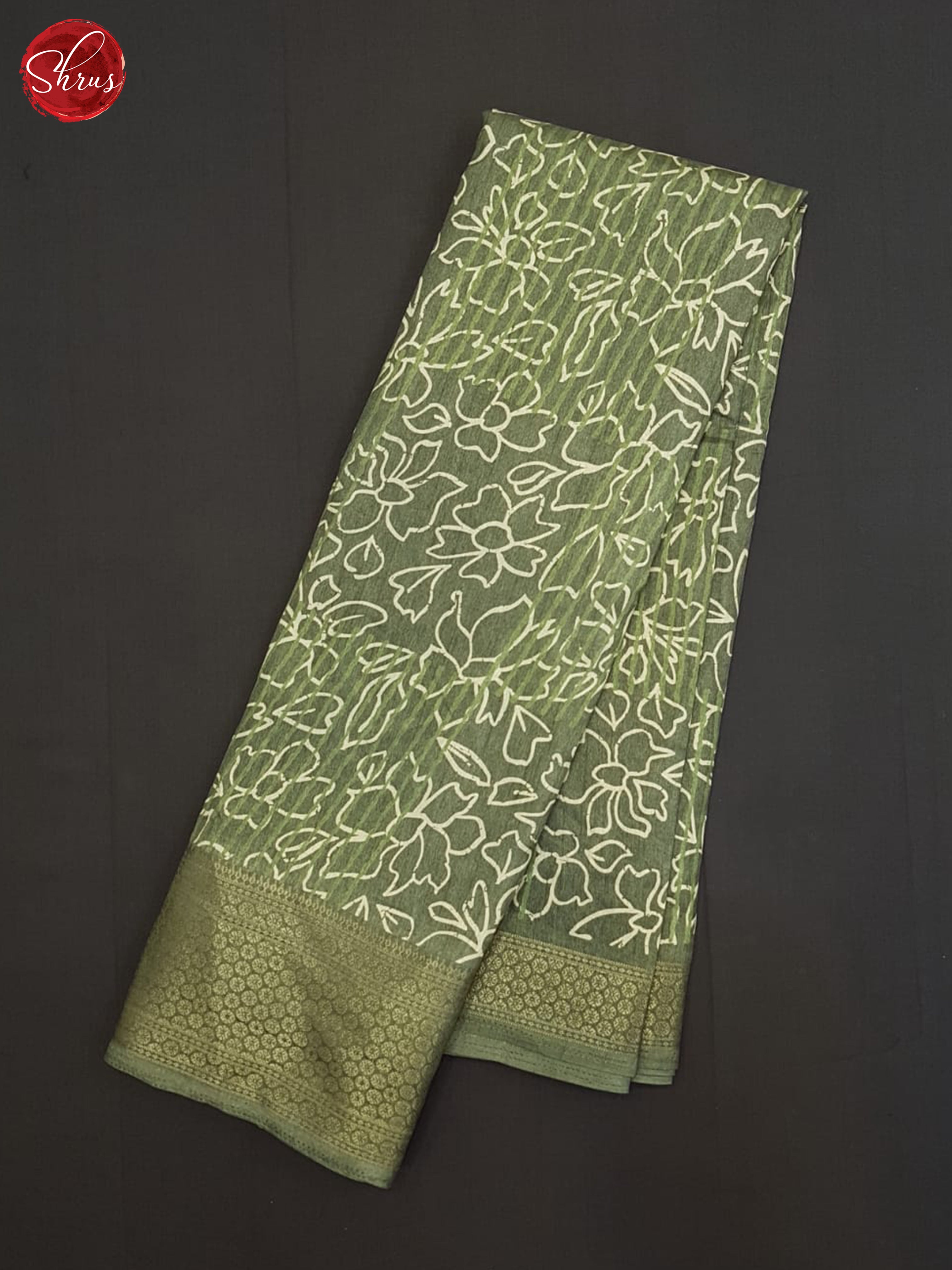 Greenish Grey(single tone)- Semi crepe saree - Shop on ShrusEternity.com