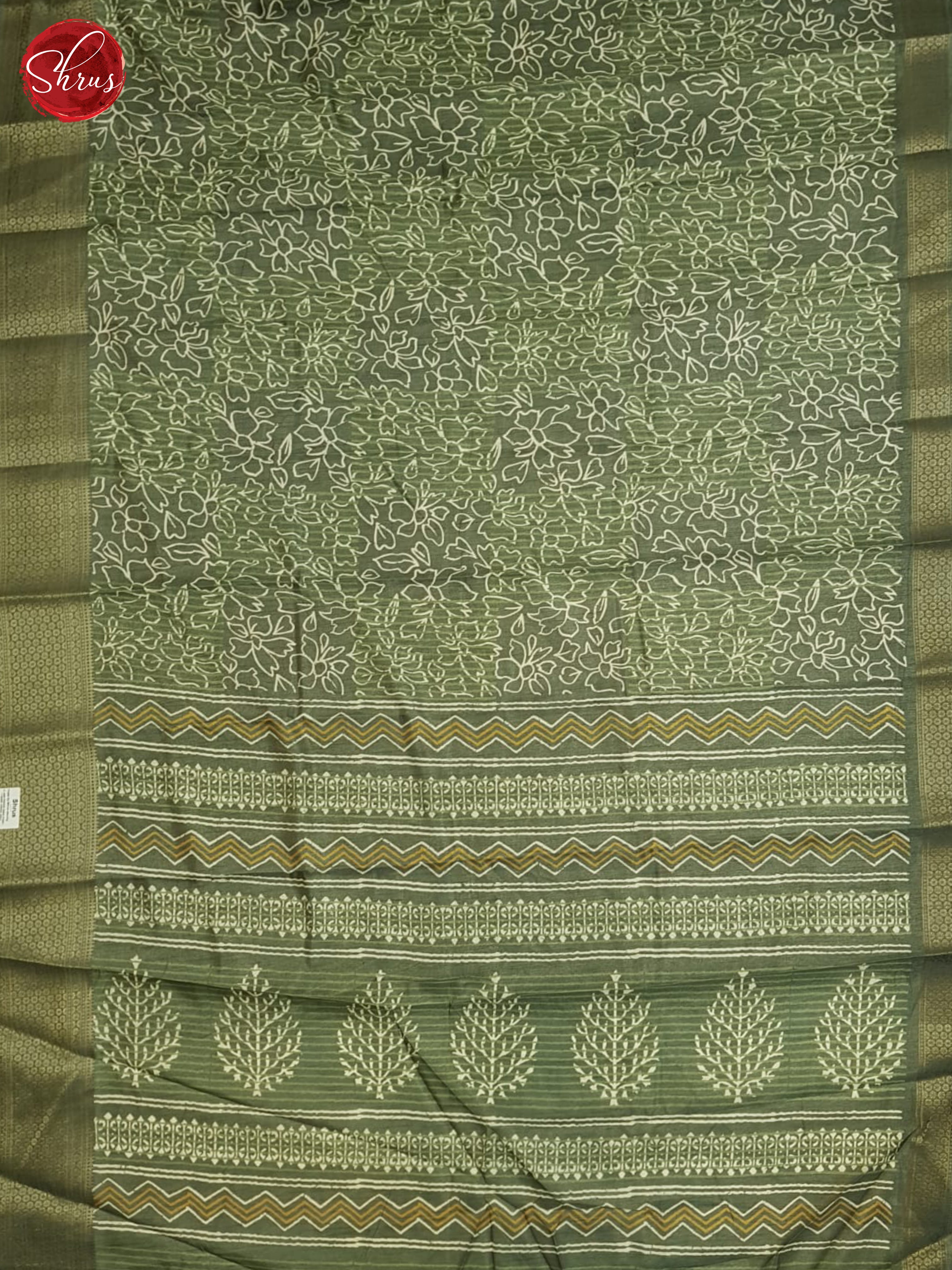 Greenish Grey(single tone)- Semi crepe saree - Shop on ShrusEternity.com