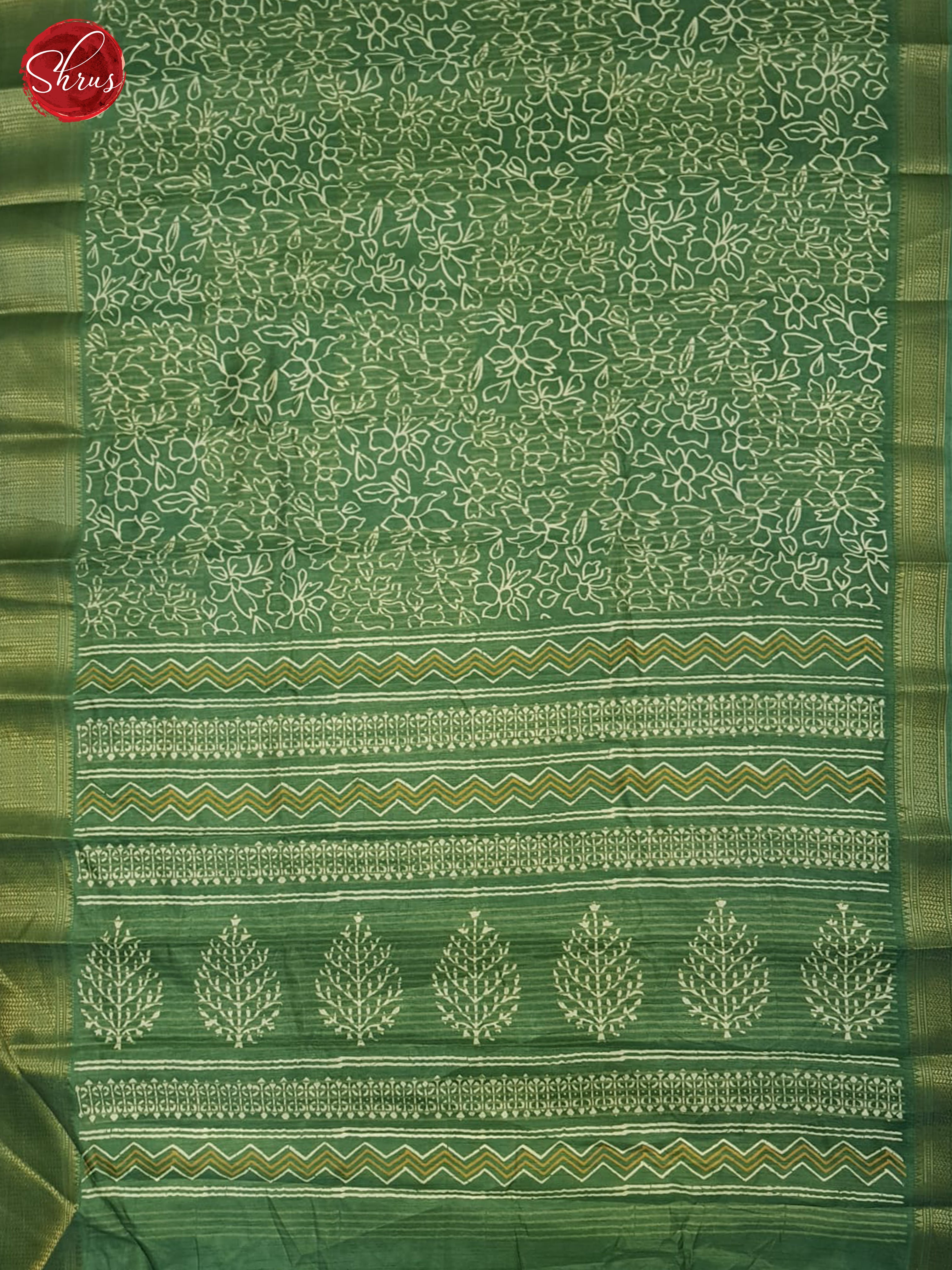 Green(Single Tone) - Semi Crepe Saree - Shop on ShrusEternity.com